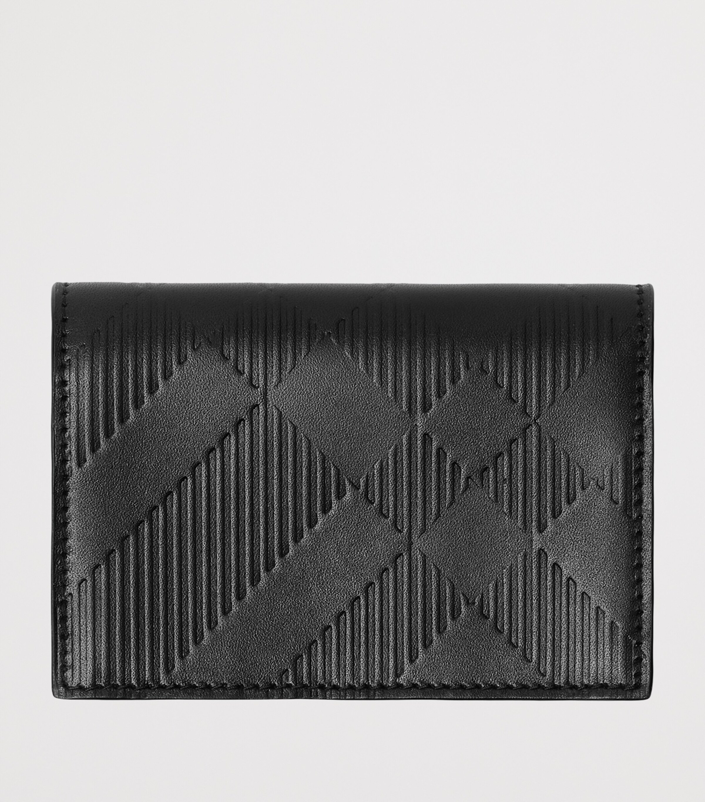 Burberry Leather Embossed Check Card Holder Black Image 2