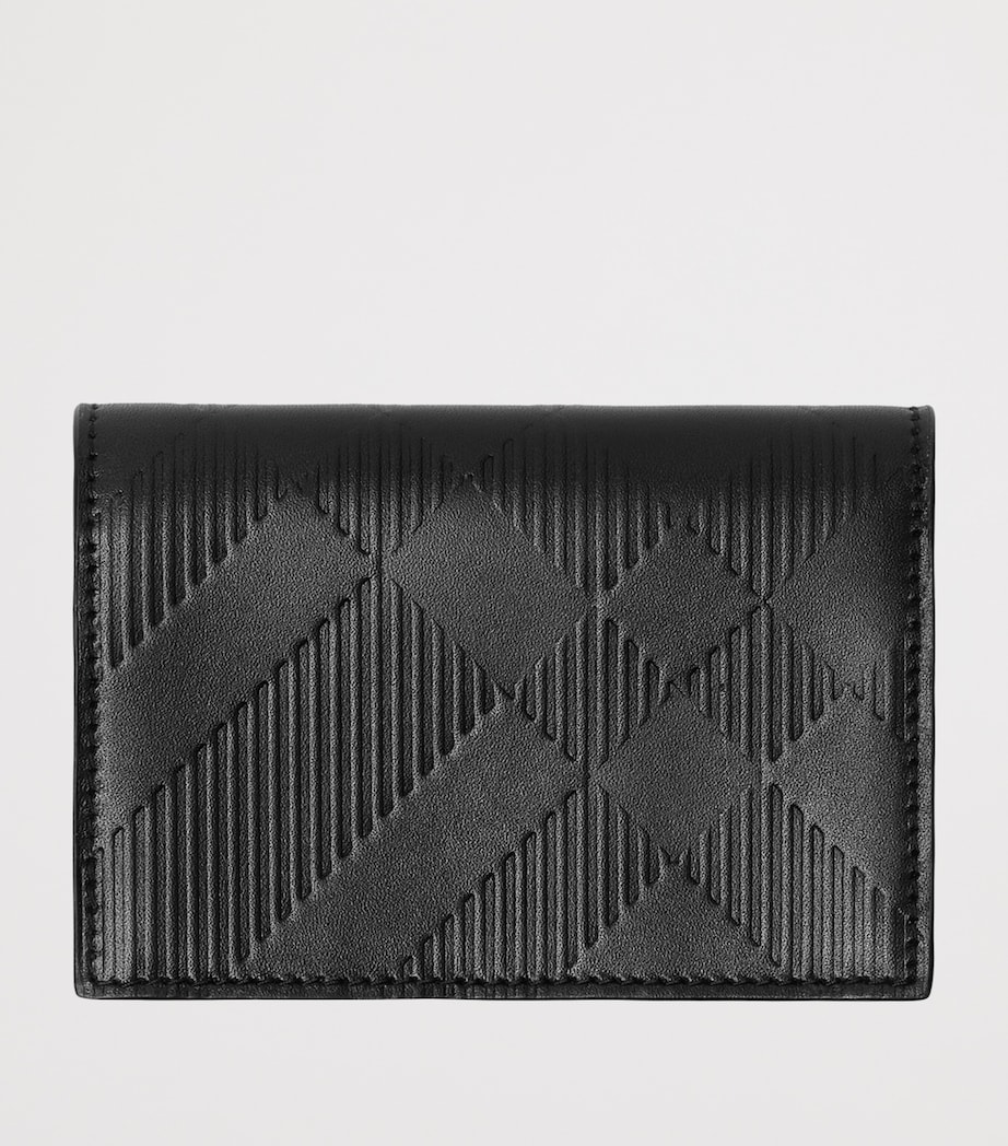 Burberry Leather Embossed Check Card Holder Black Image 2