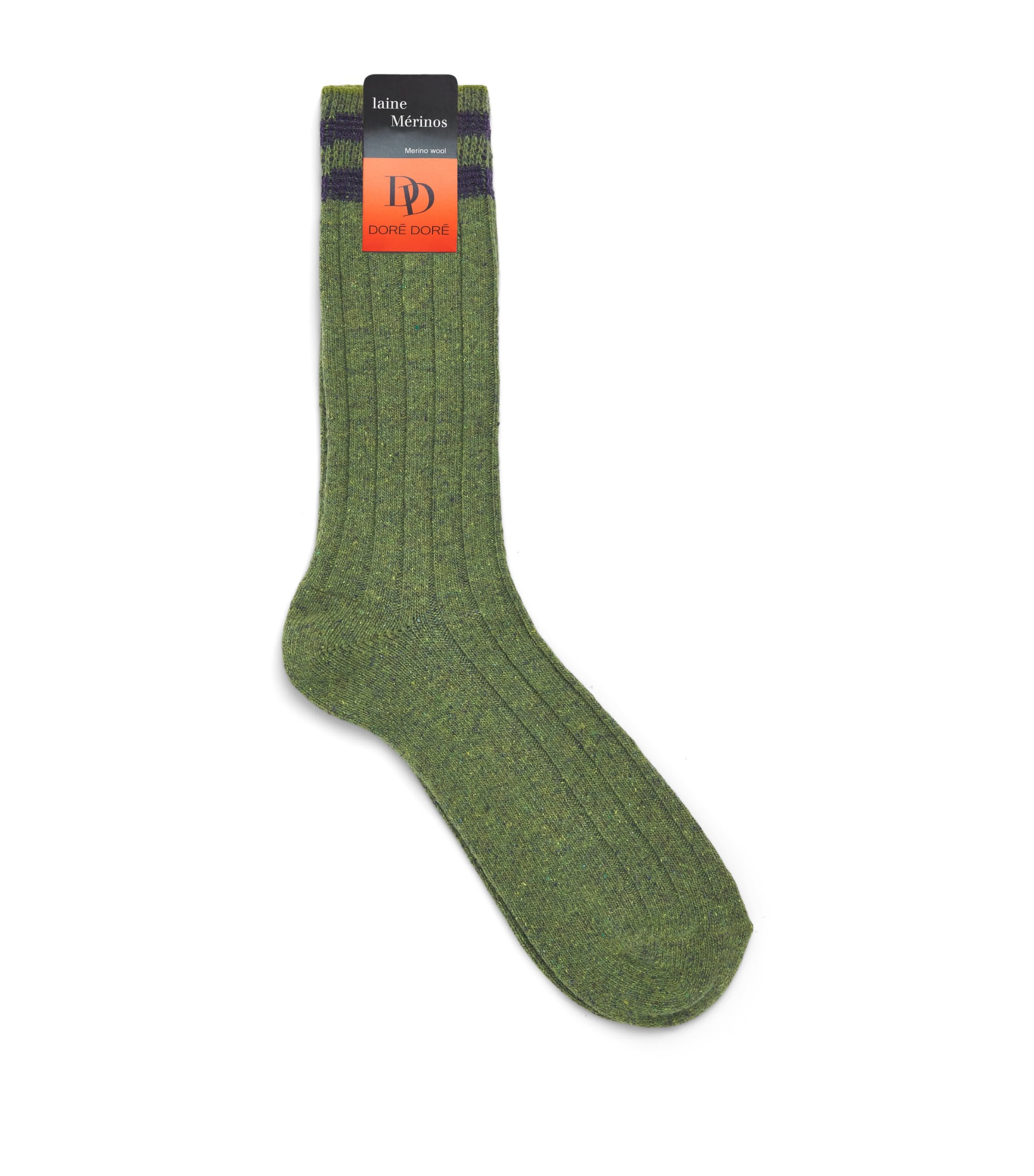 Doré Doré Mens Stripe-Cuff Ribbed Socks Campagne Image 1