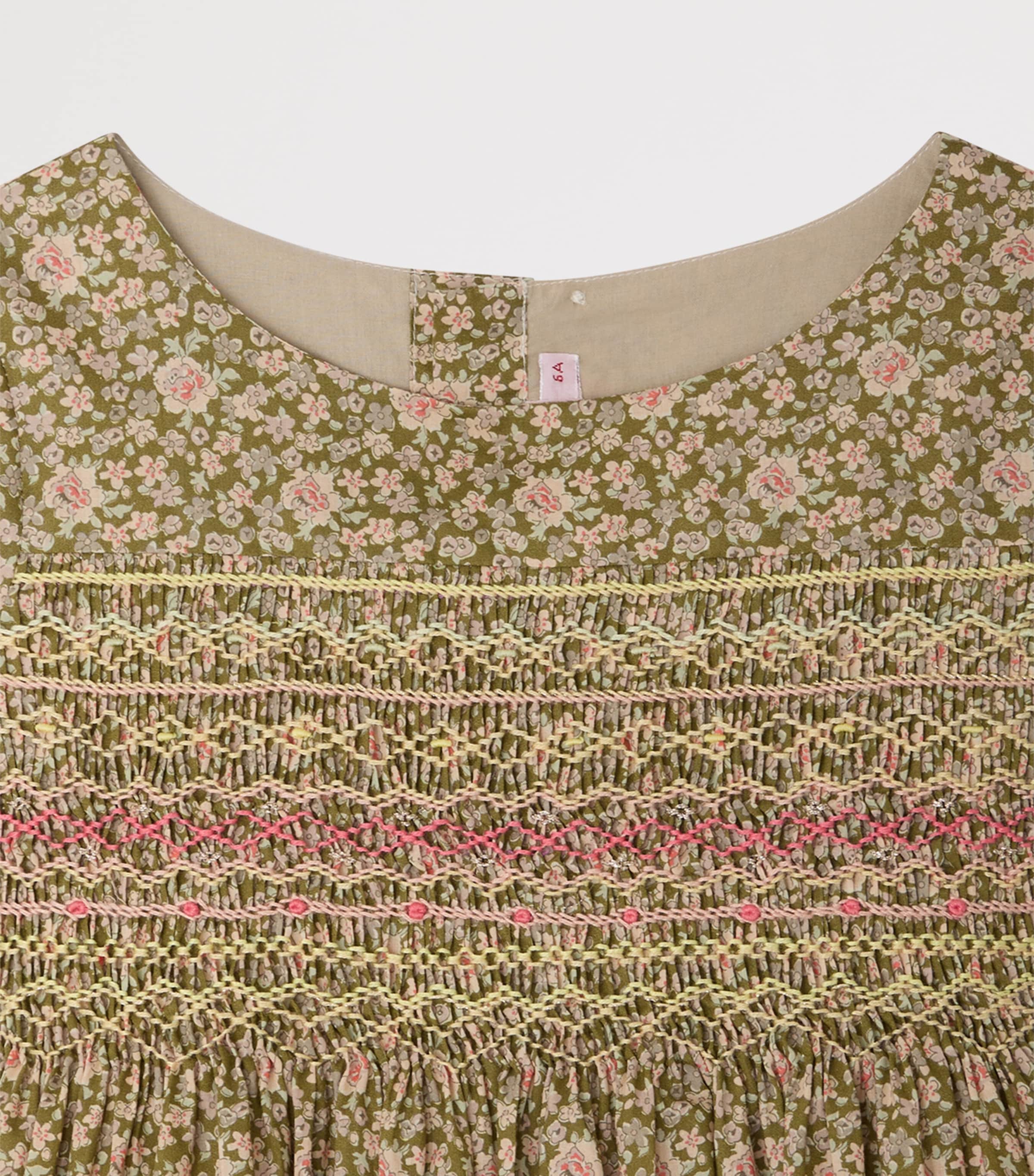 Bonpoint Cotton Floral Duchesse Dress (10-12 Years) Fleurs Tilleul Image 3