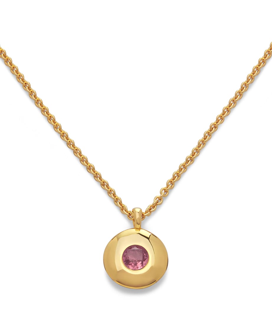Monica Vinader Gold Vermeil and Pink Tourmaline March Birthstone Necklace Gold Vermeil Image 1