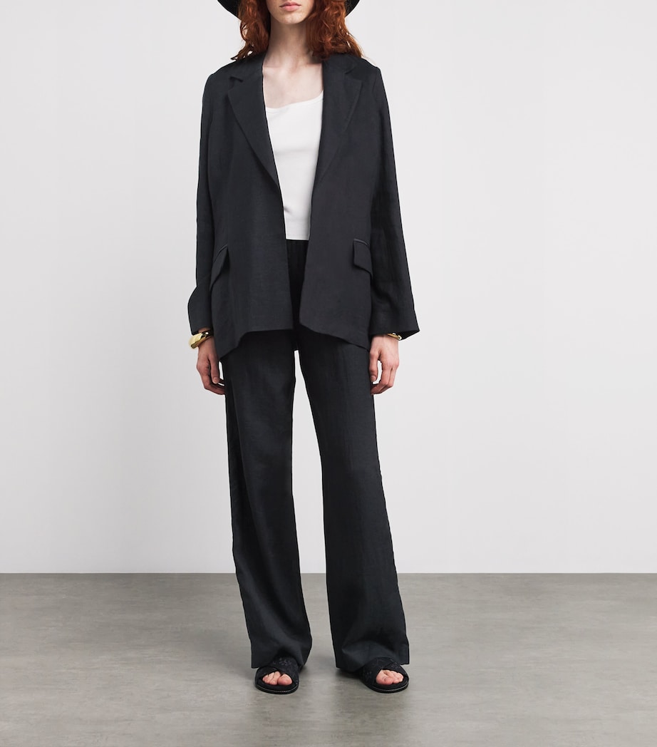 x Harrods Linen Elasticated Palazzo Trousers NERO Image 2