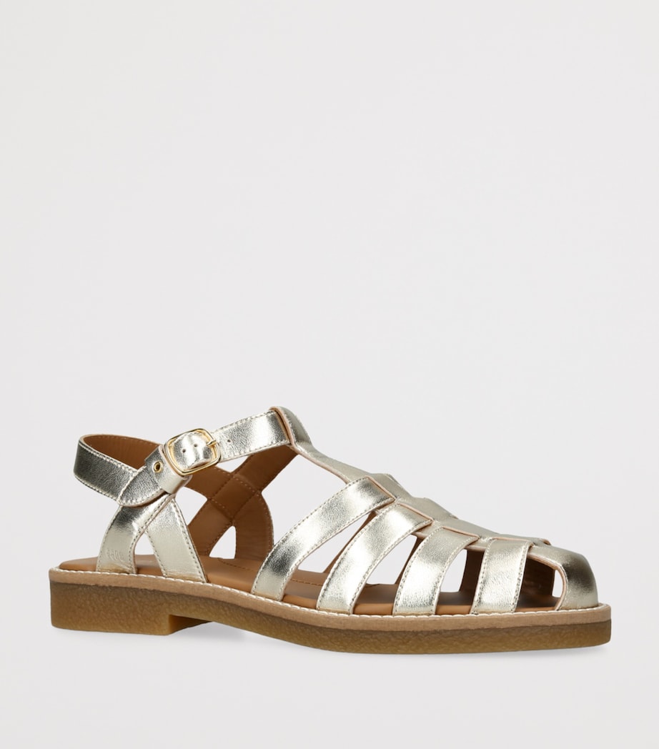Golden Goose Leather Maxime Sandals Gold Image 3