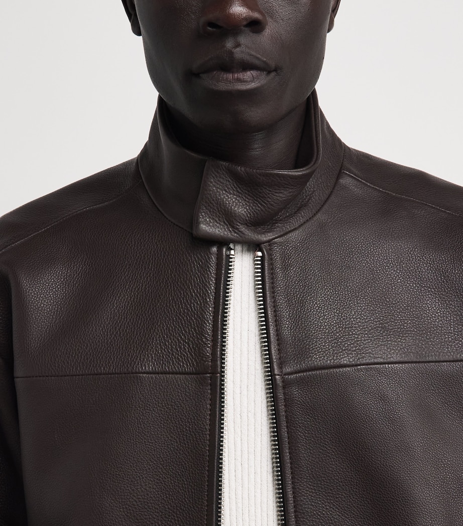 Won Hundred Mens Leather Bomber Jacket Coffee Bean Image 3