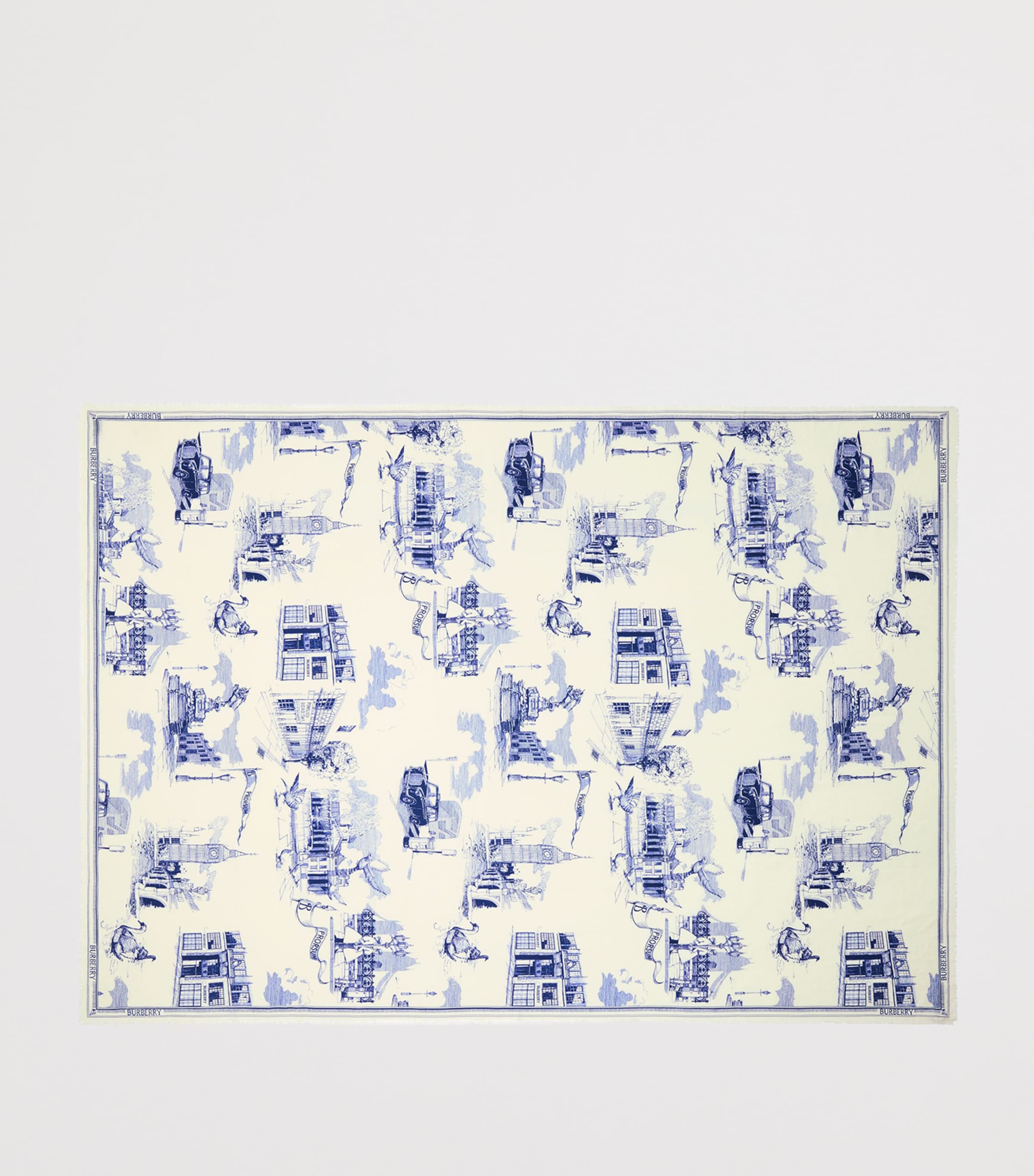 Burberry Silk-Wool London Landmarks Scarf Knight Blue Image 6
