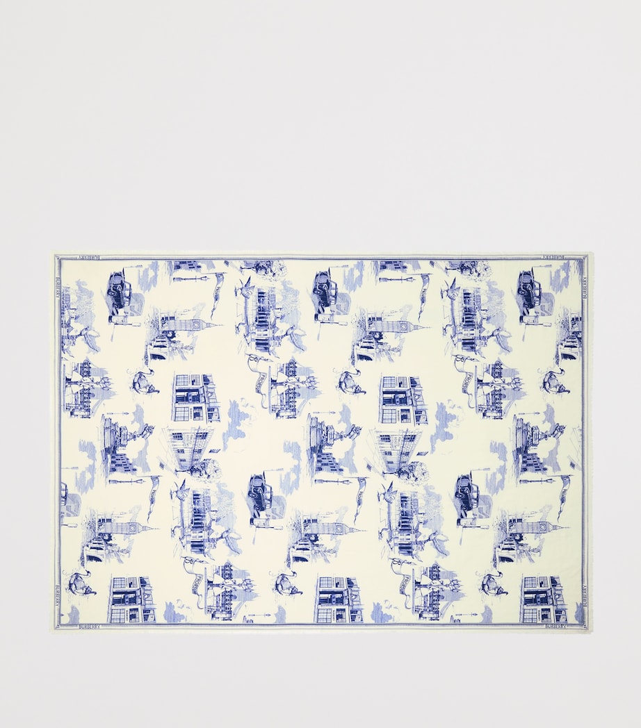 Burberry Silk-Wool London Landmarks Scarf Knight Blue Image 6