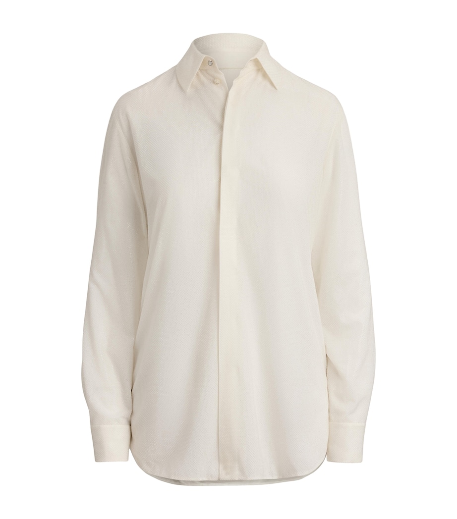Ralph Lauren Collection Womens Silk Embellished Adrien Shirt Cream Image 1