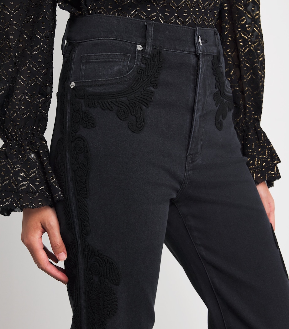 Embroidered Crosbie Slim Wide-Leg Jeans WA_ON WASHED ONYX Image 6