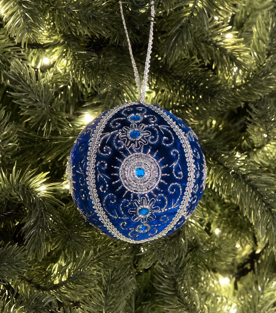 Harrods Velvet Beaded Bauble Blue/silver Image 3