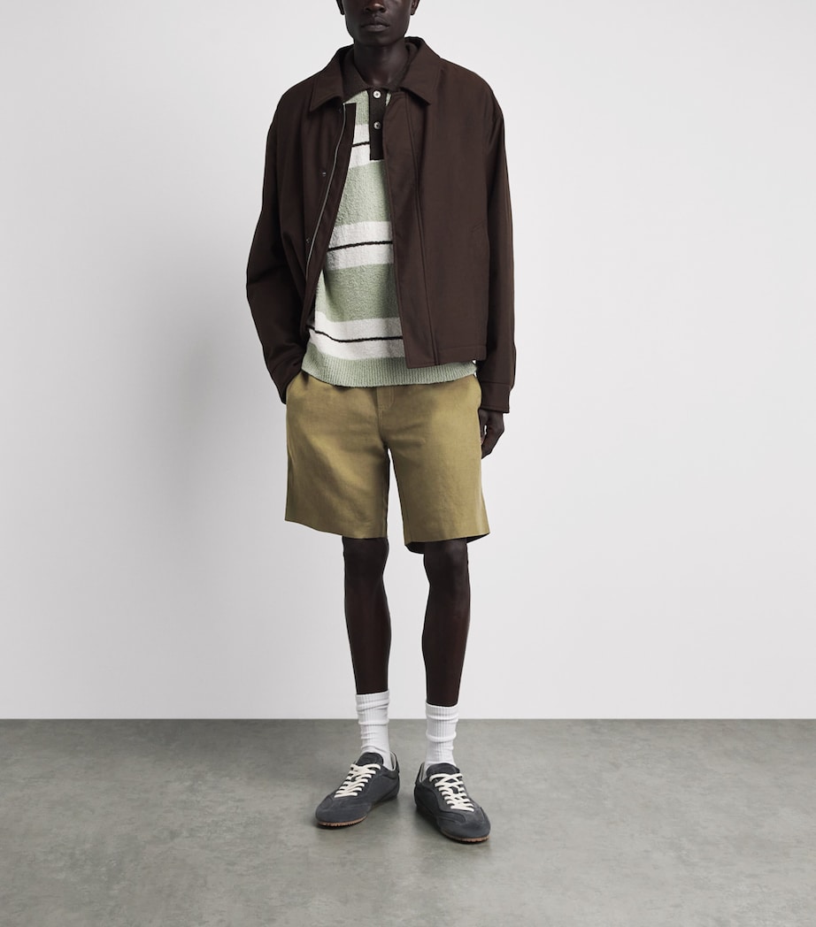 Samsøe Samsøe Mens Linen-Cotton Smith Shorts Dusky Green Image 2