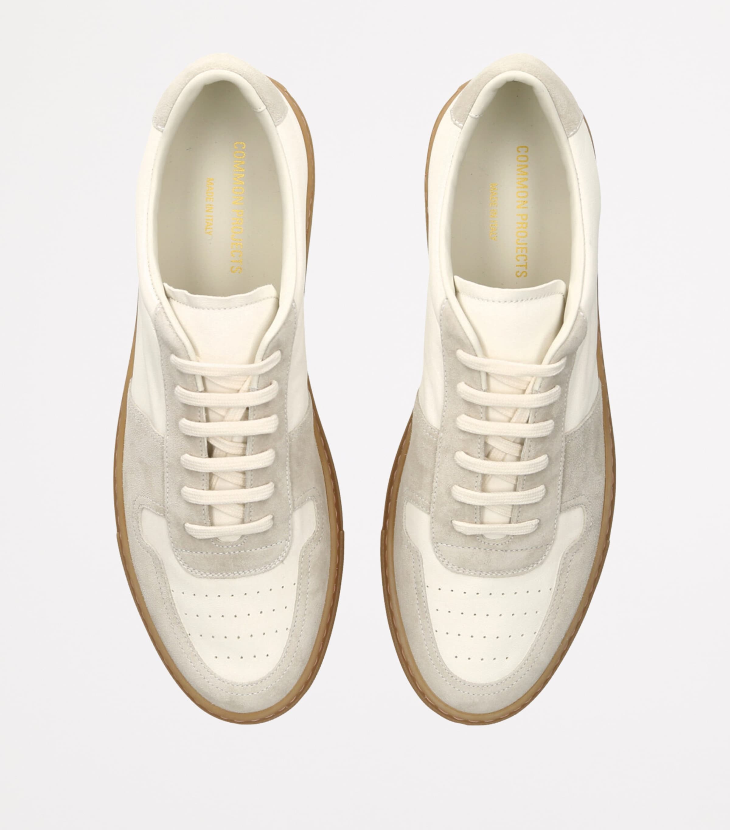 Leather and Suede BBall Sneakers WHITE Image 4