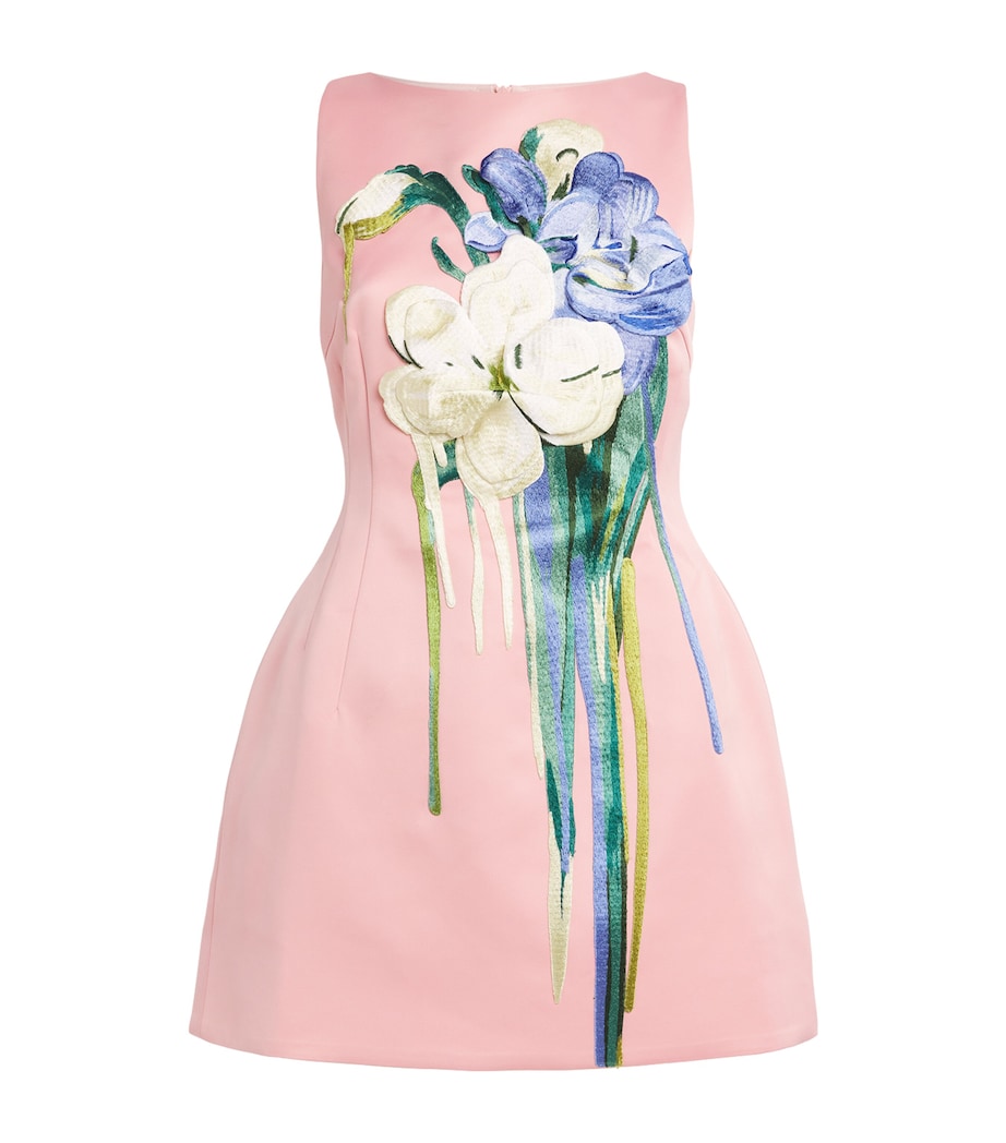 LEO LIN Womens Floral Appliqué Ali Mini Dress Bouquet Pastel Pink Image 1