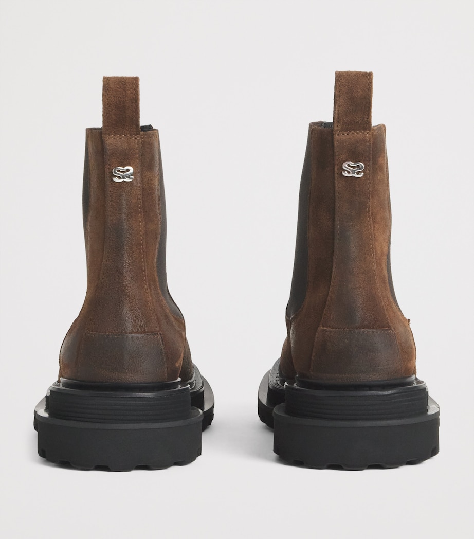 Suede Toe-Bar Chelsea Boots BROWN Image 3
