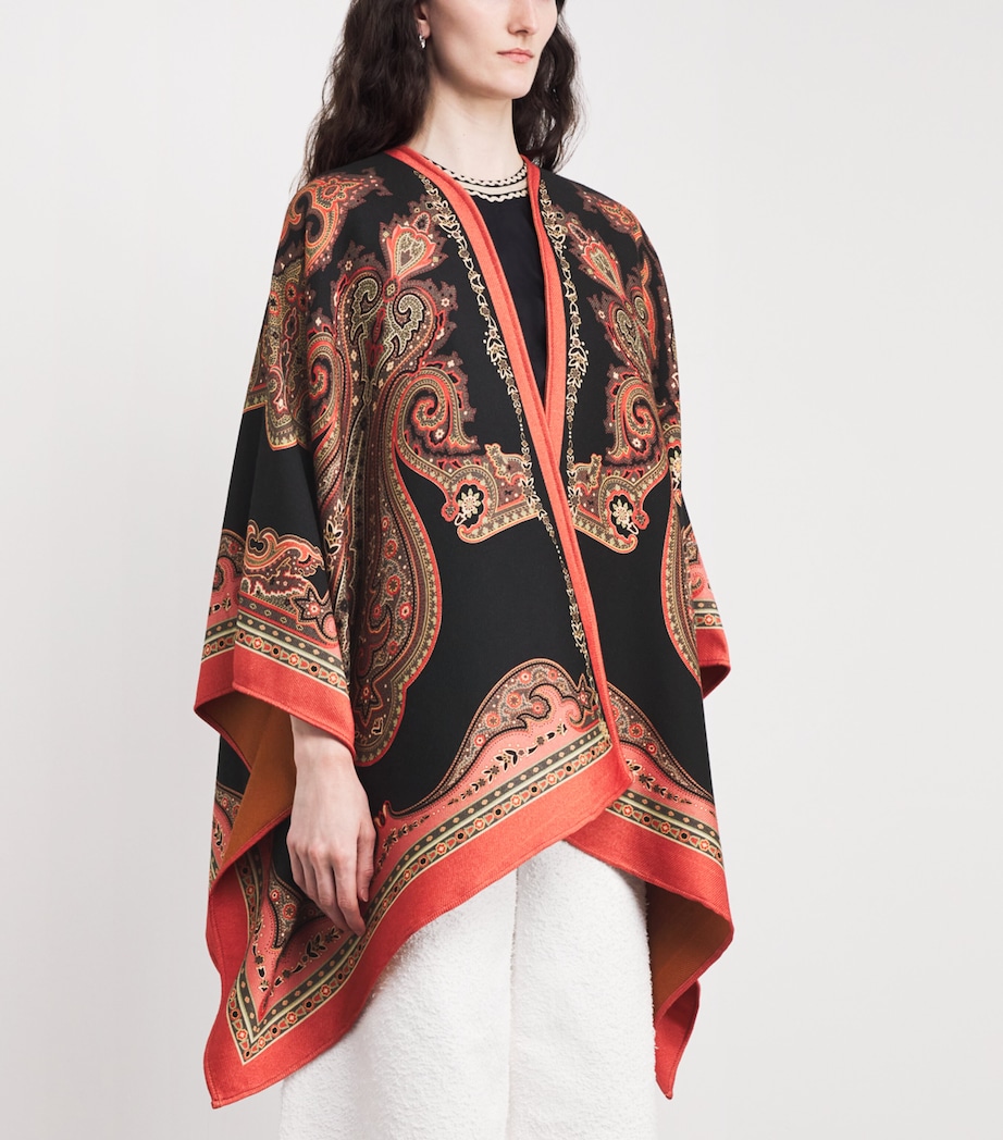 Wool-Blend Paisley Cape S9810 Image 3