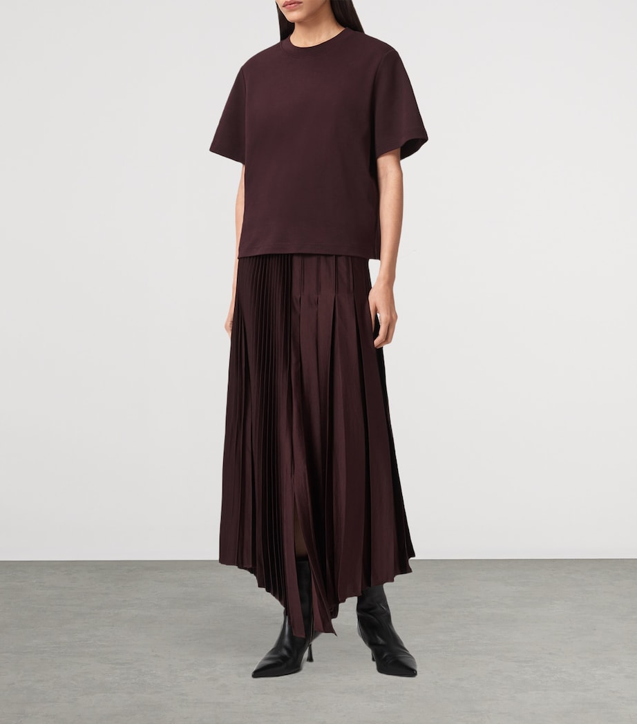 AllSaints Womens Pleated Jax Skirt Oxblood Red Image 2