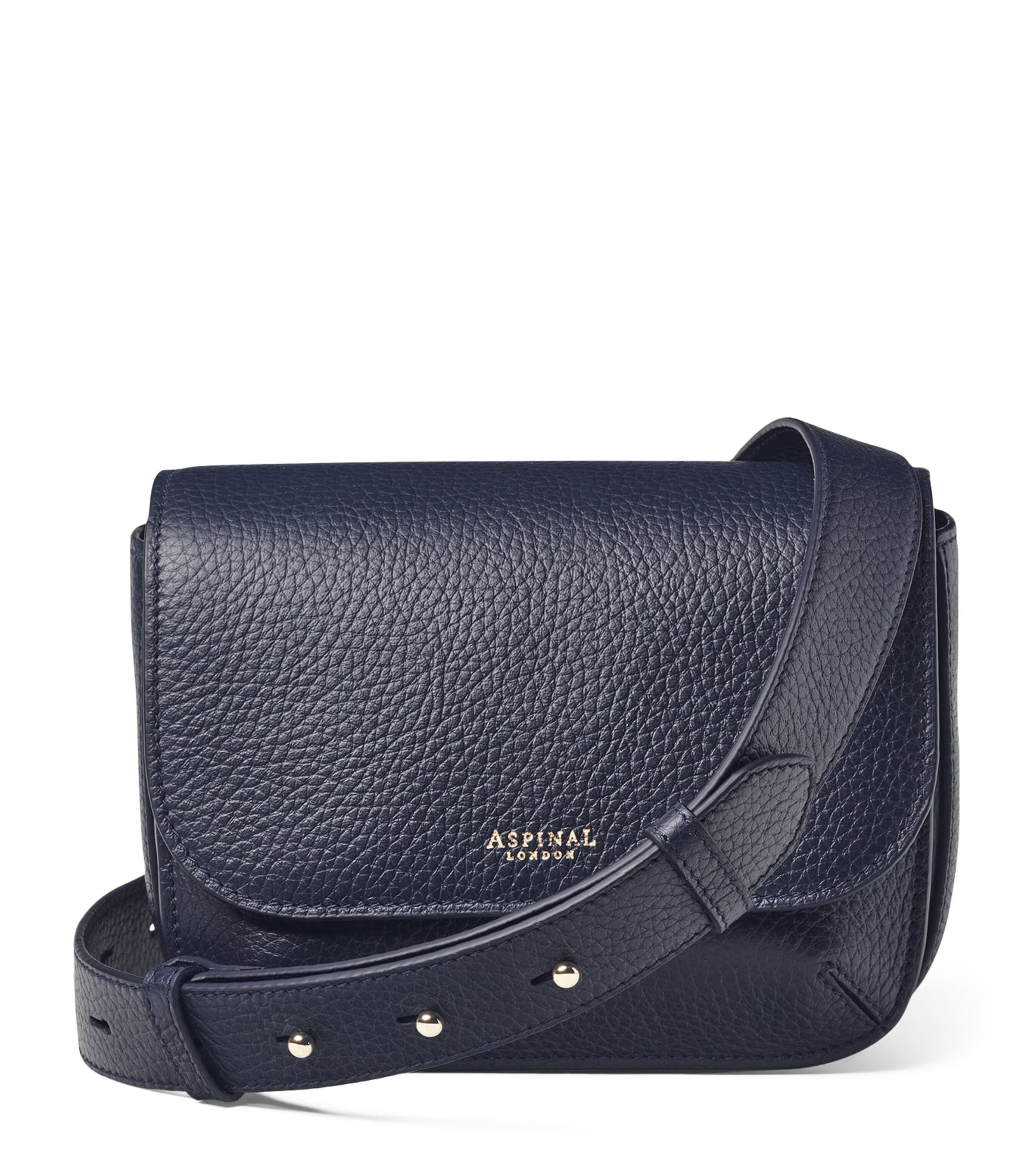 Shop Aspinal Of London Leather Ella Cross-body Bag In Navy