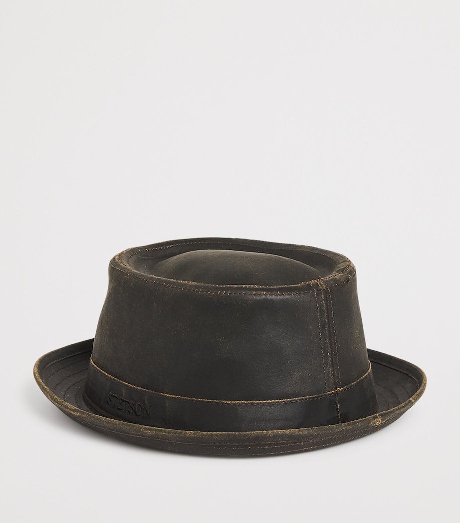 Cotton-Blend Pork Pie Hat 6 - BROWN Image 3