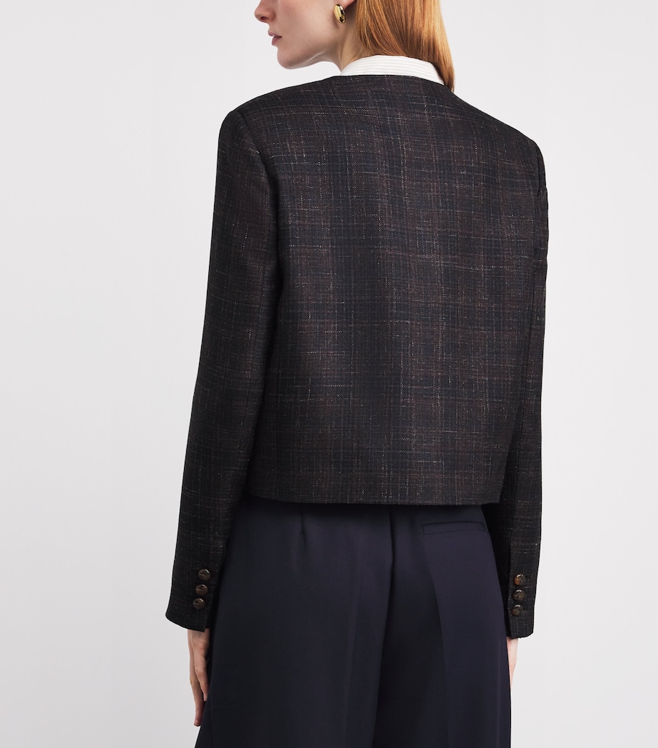 Blazé Milano Womens Virgin Wool-Blend Cropped Jacket Chocolate Image 4