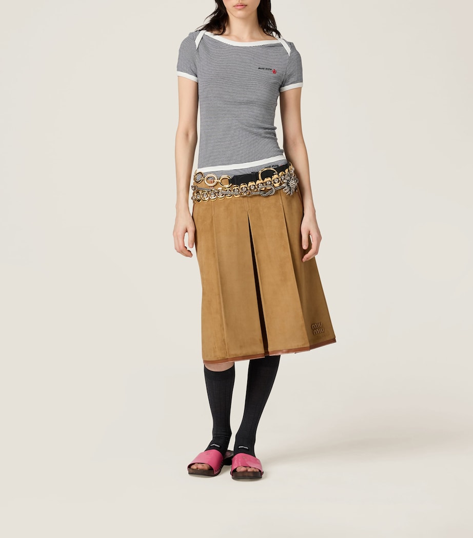 Suede Pleated Midi Skirt F0JRS Image 2