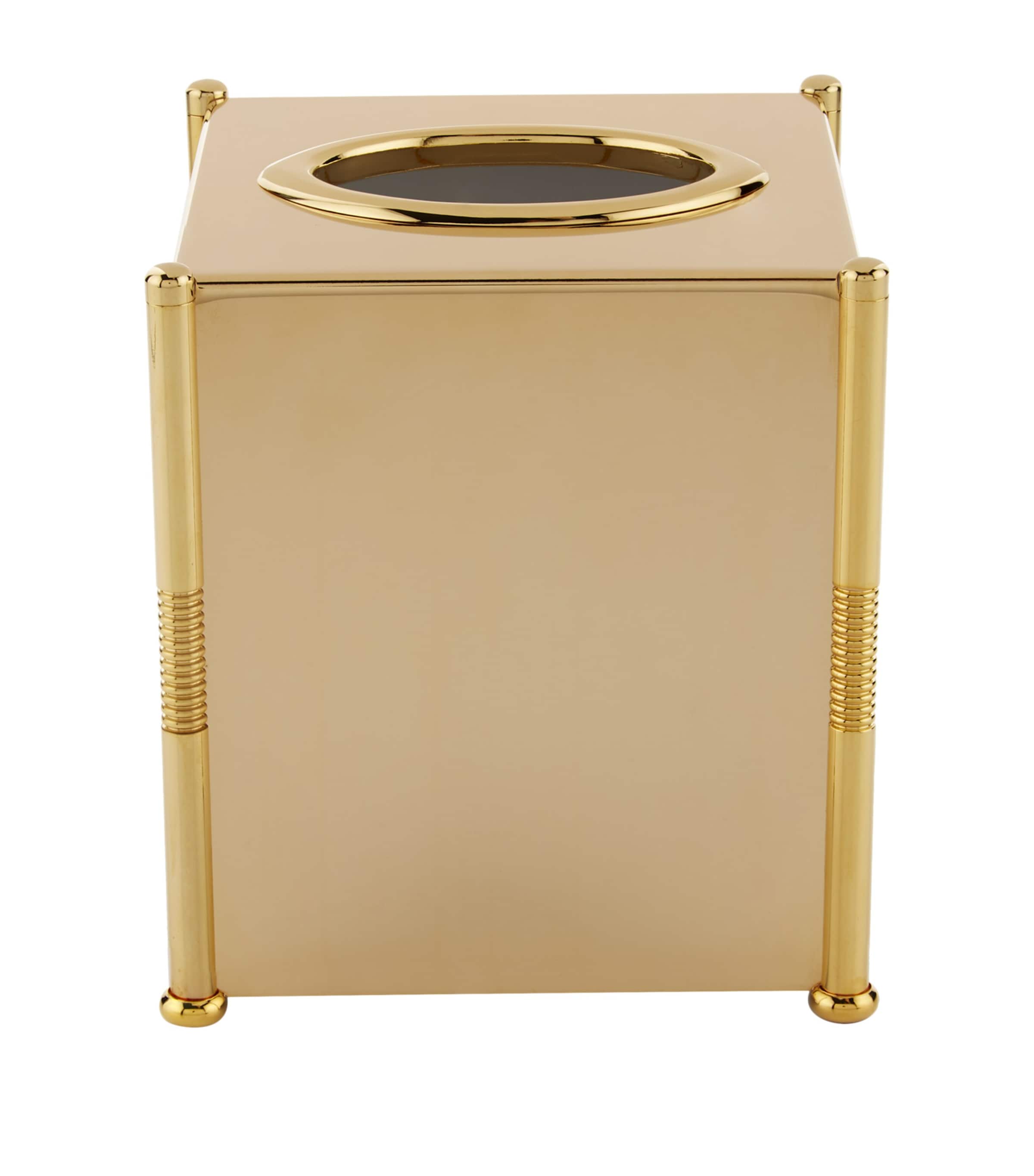 Zodiac Cylinder Gold-plated Tissue Box In Gold