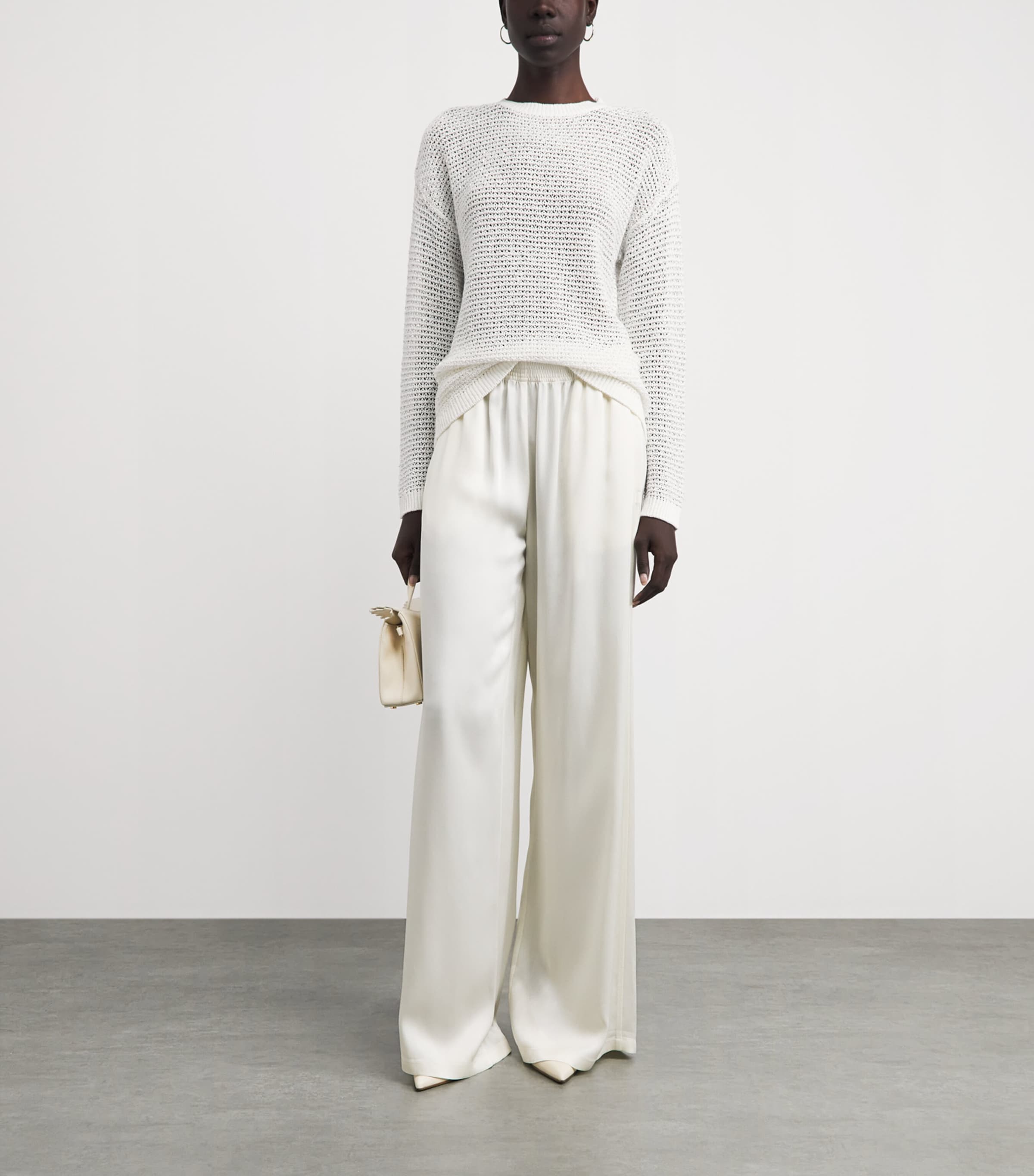 Fabiana Filippi Womens Crochet Sequin Sweater Bianco Seta Image 2