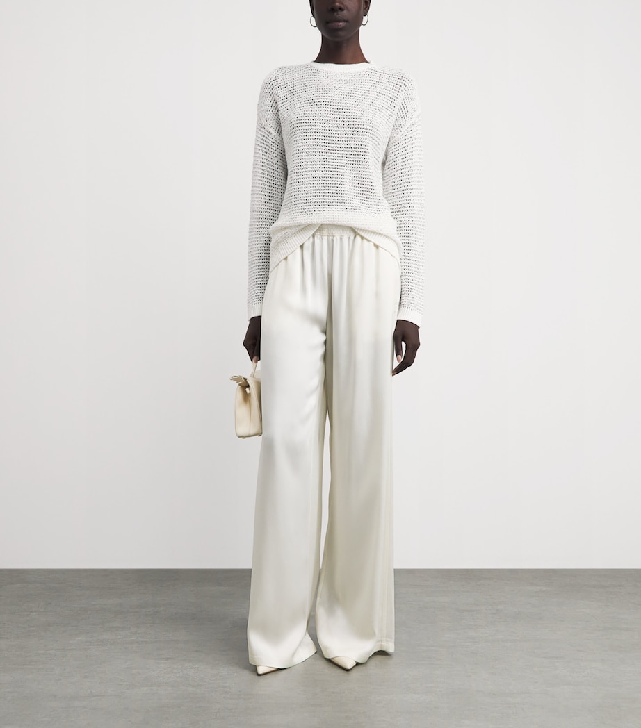 Fabiana Filippi Womens Crochet Sequin Sweater Bianco Seta Image 2