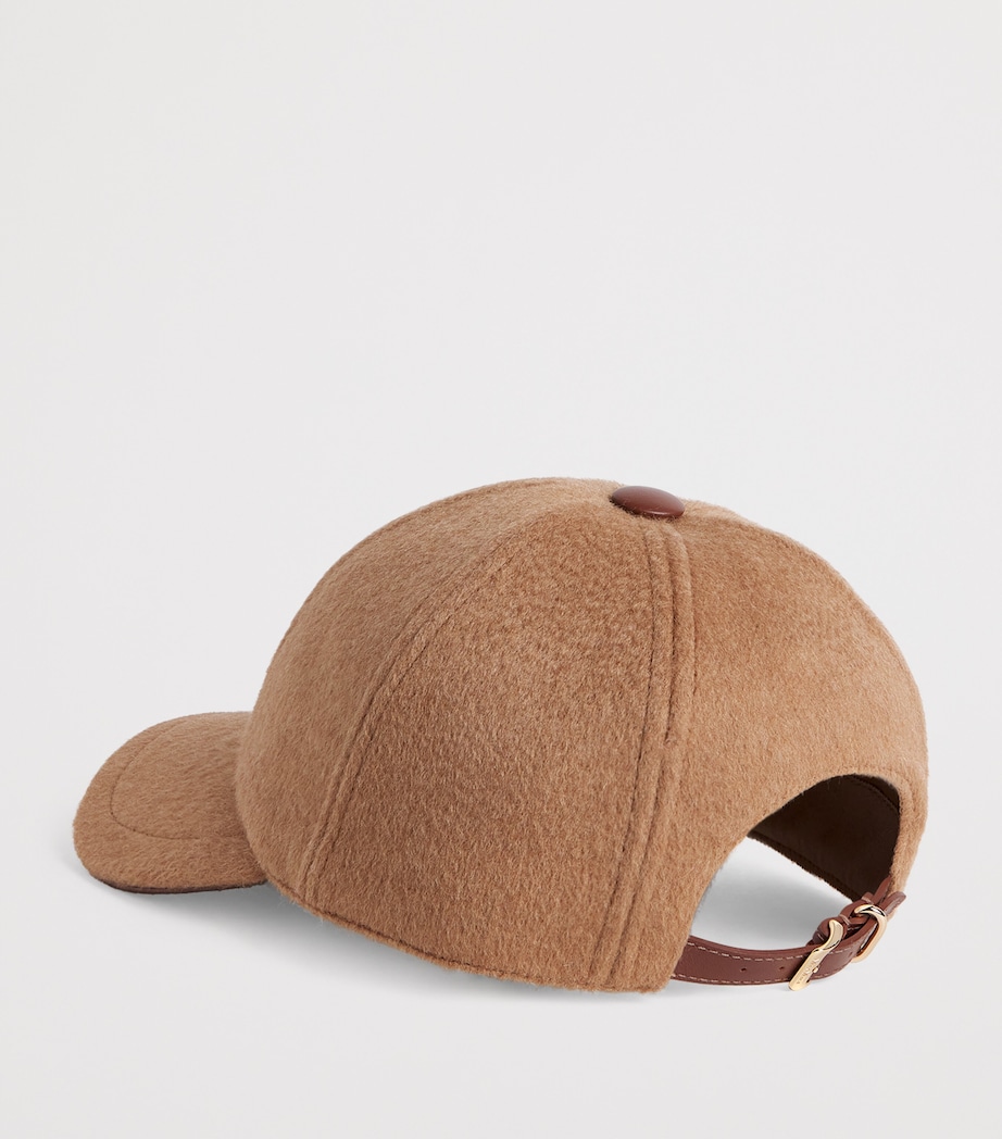 Cashmere Monogram Baseball Cap CAMEL Image 3