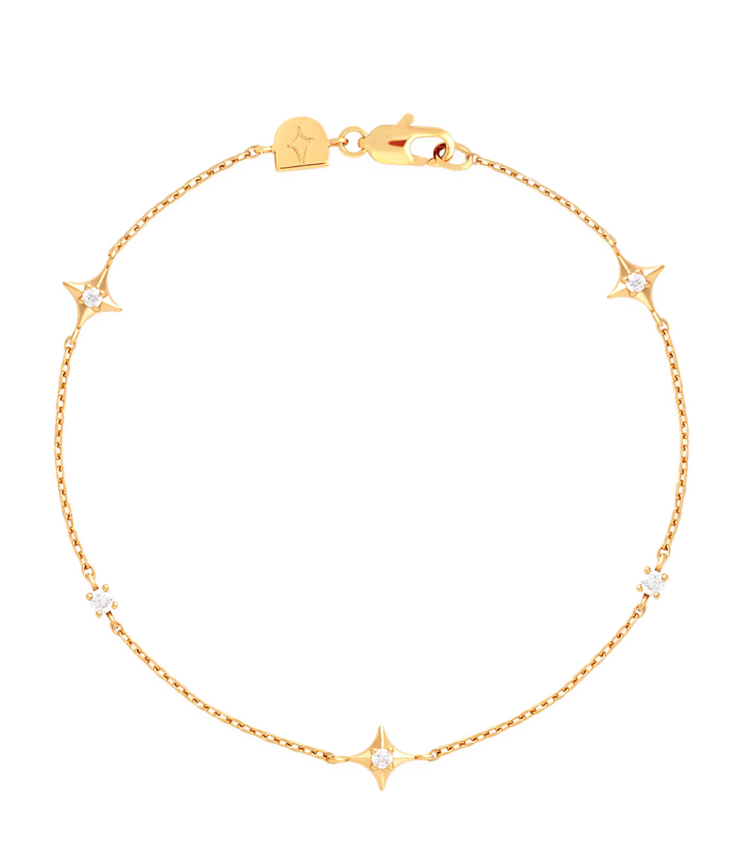 Astrid & Miyu Cosmic Star Charm 18ct Yellow Gold-plated Recycled Sterling-silver And Cubic Zirconia Bracelet In Gold