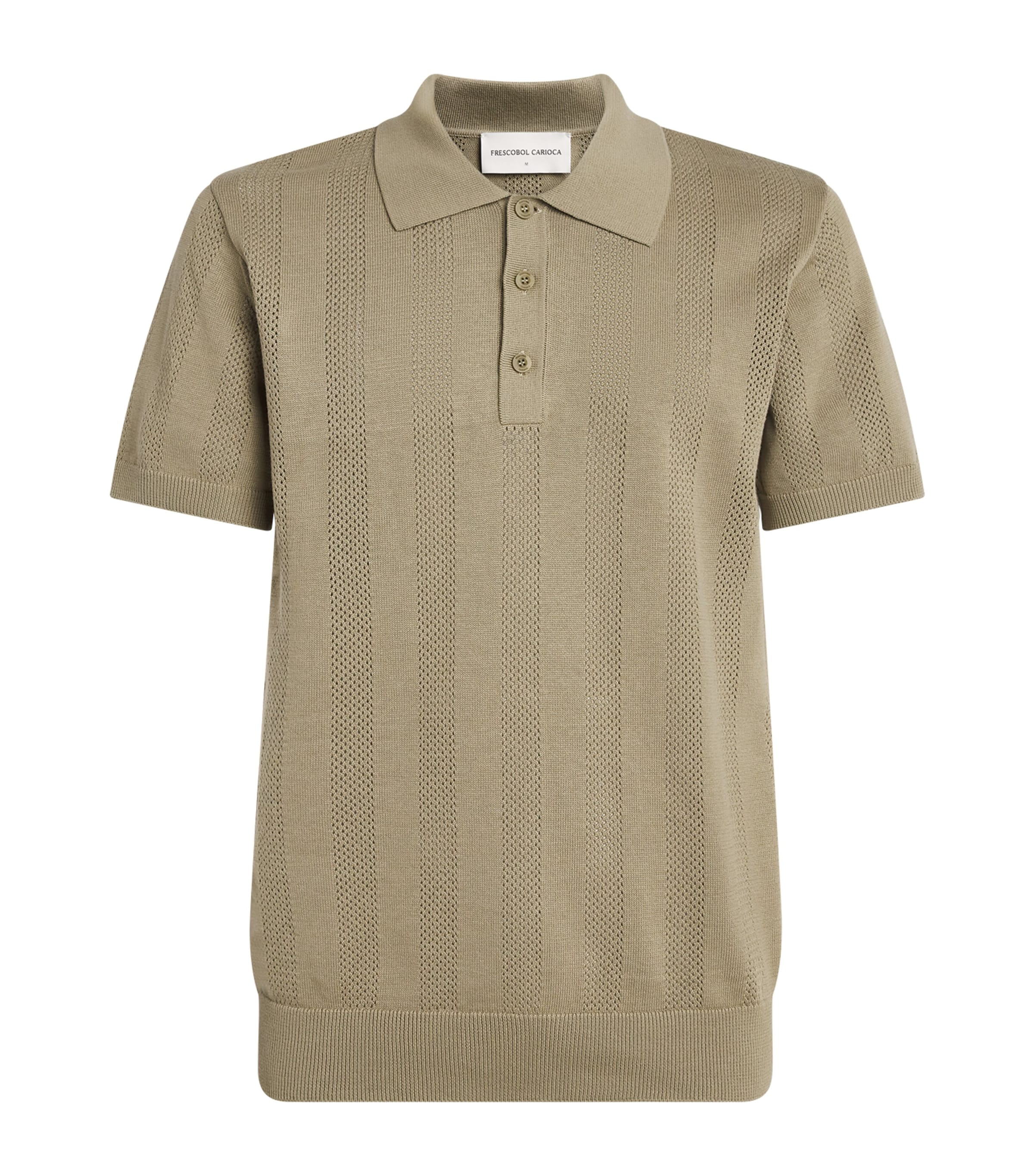 Frescobol Carioca Mens Cotton Vidal Polo Shirt Palm Green Image 1