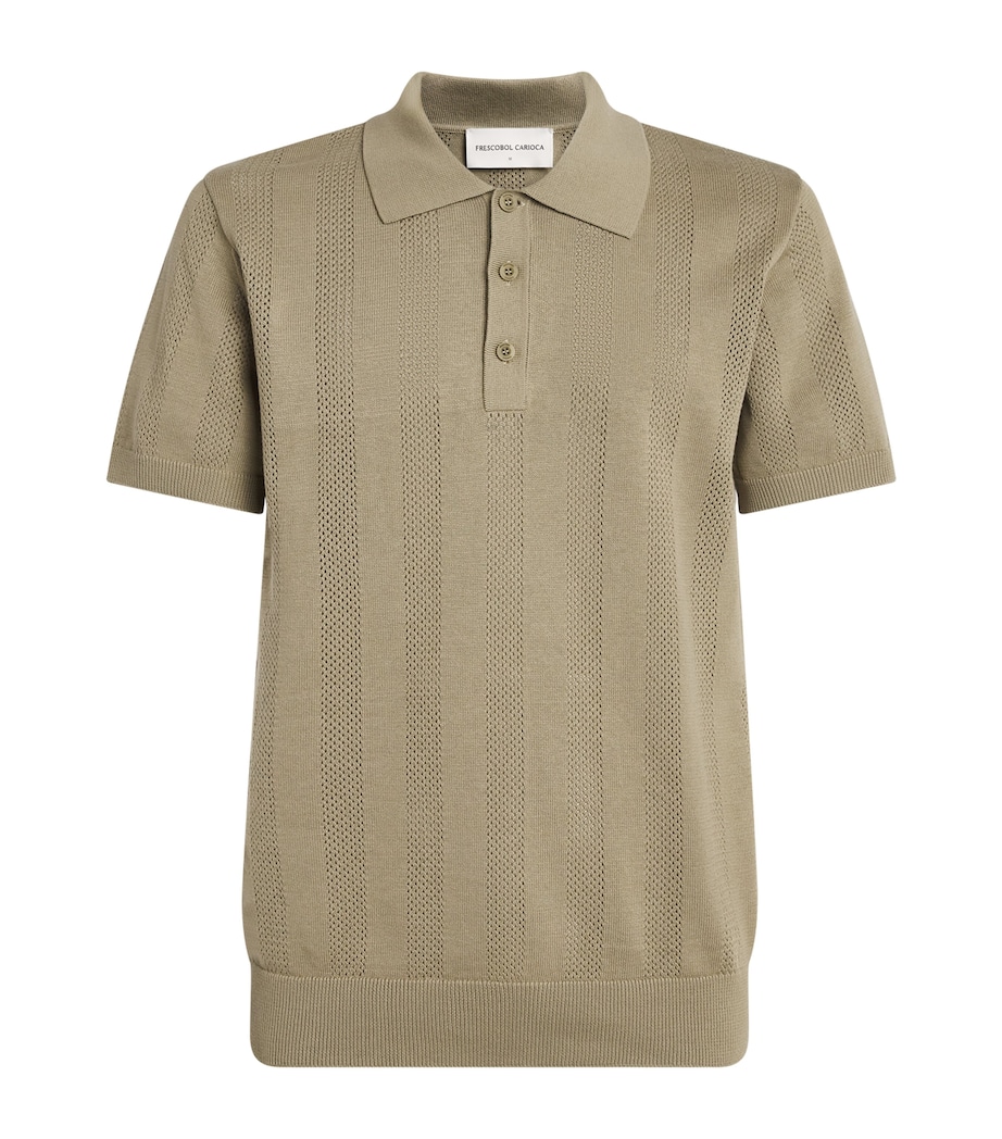 Frescobol Carioca Mens Cotton Vidal Polo Shirt Palm Green Image 1