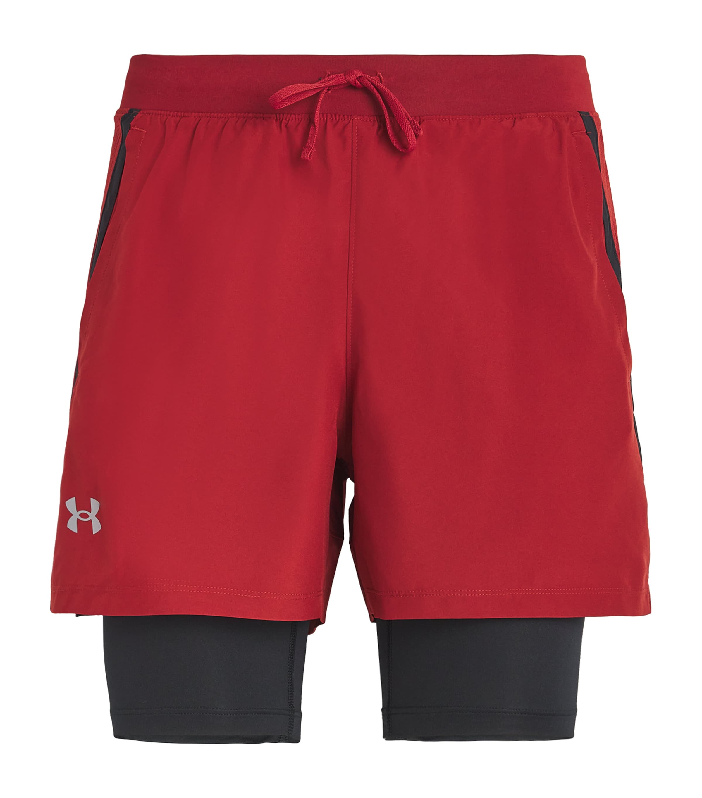 Under Armour Ua Launch 2-in-1 Shorts In Burgundy