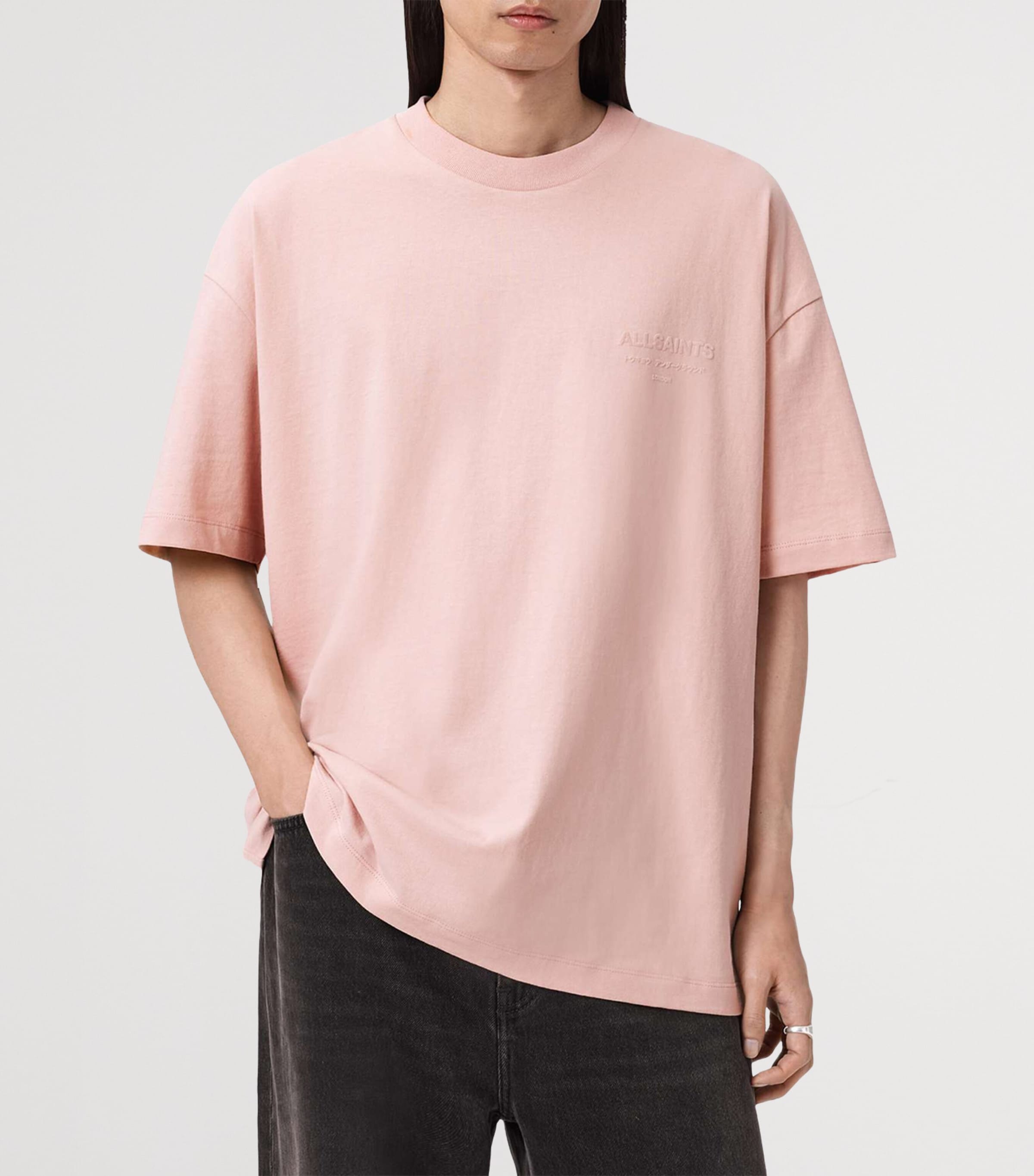 AllSaints Mens Organic Cotton Xander T-Shirt Sunbaked Pink Image 3