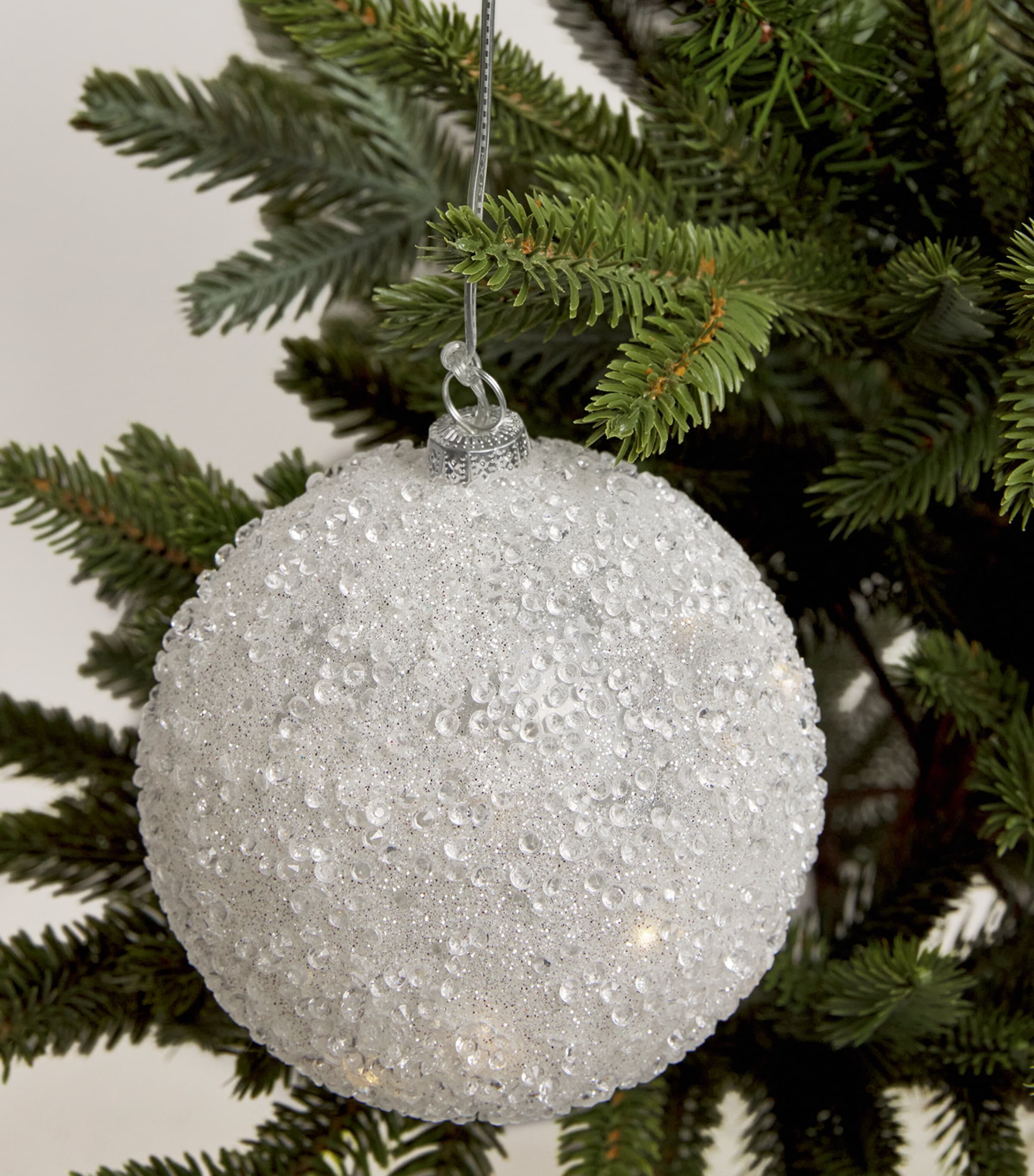 Harrods LED Embellished Bauble White Image 2