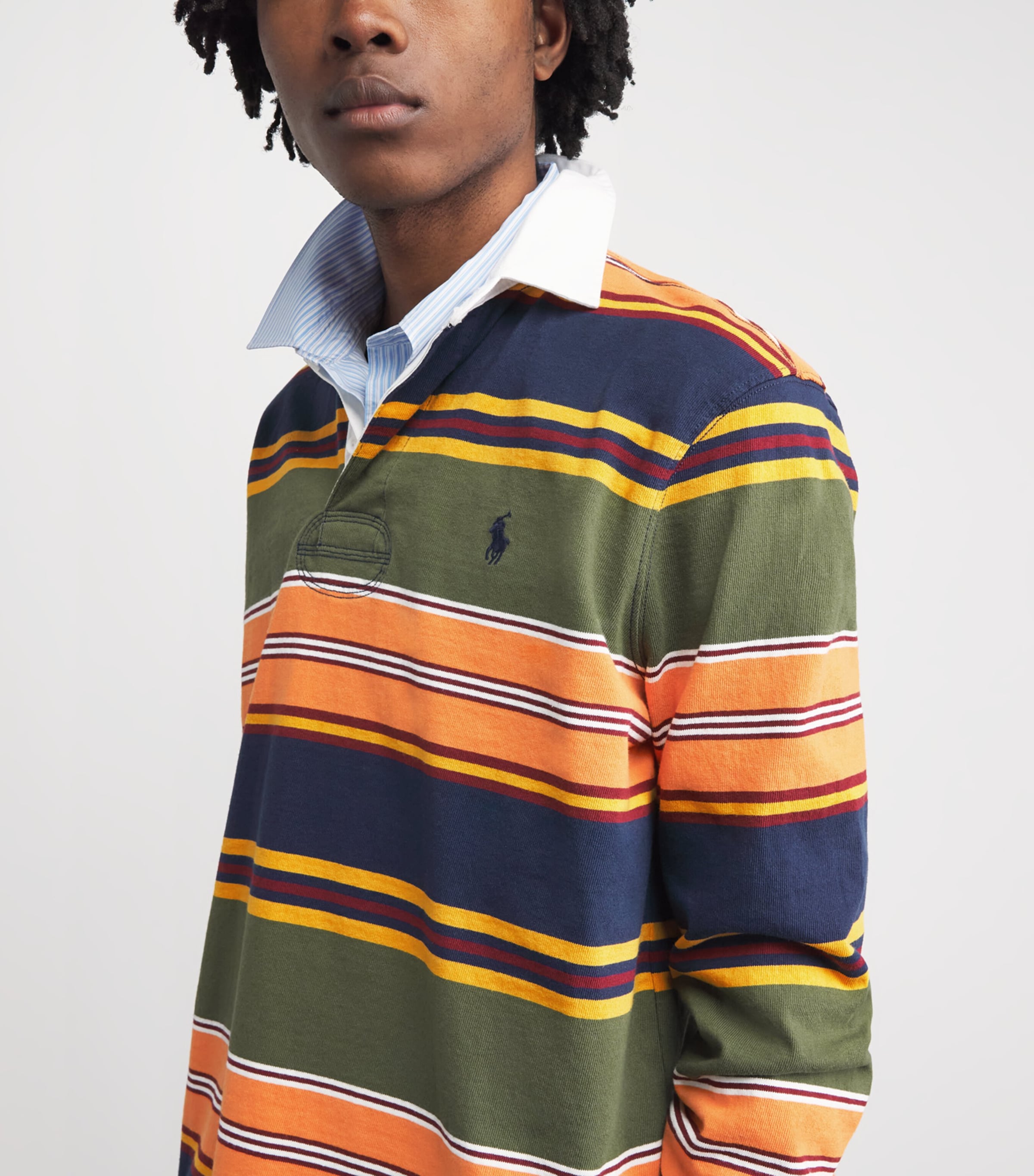 Polo Ralph Lauren Mens Cotton Stripe Rugby Shirt Supply Olive Multi Image 3