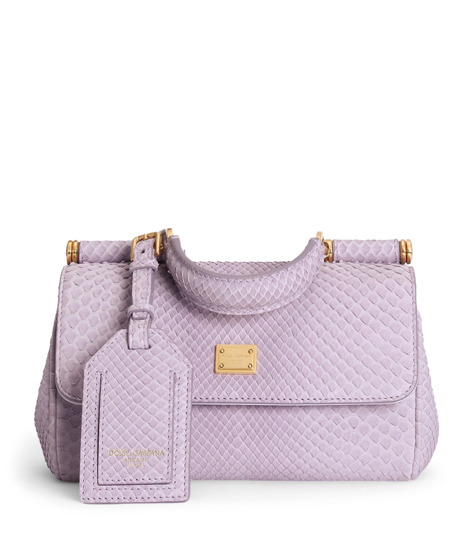 Dolce&Gabbana Mini Python Leather My Sicily Top-Handle Bag Lilac Image 1