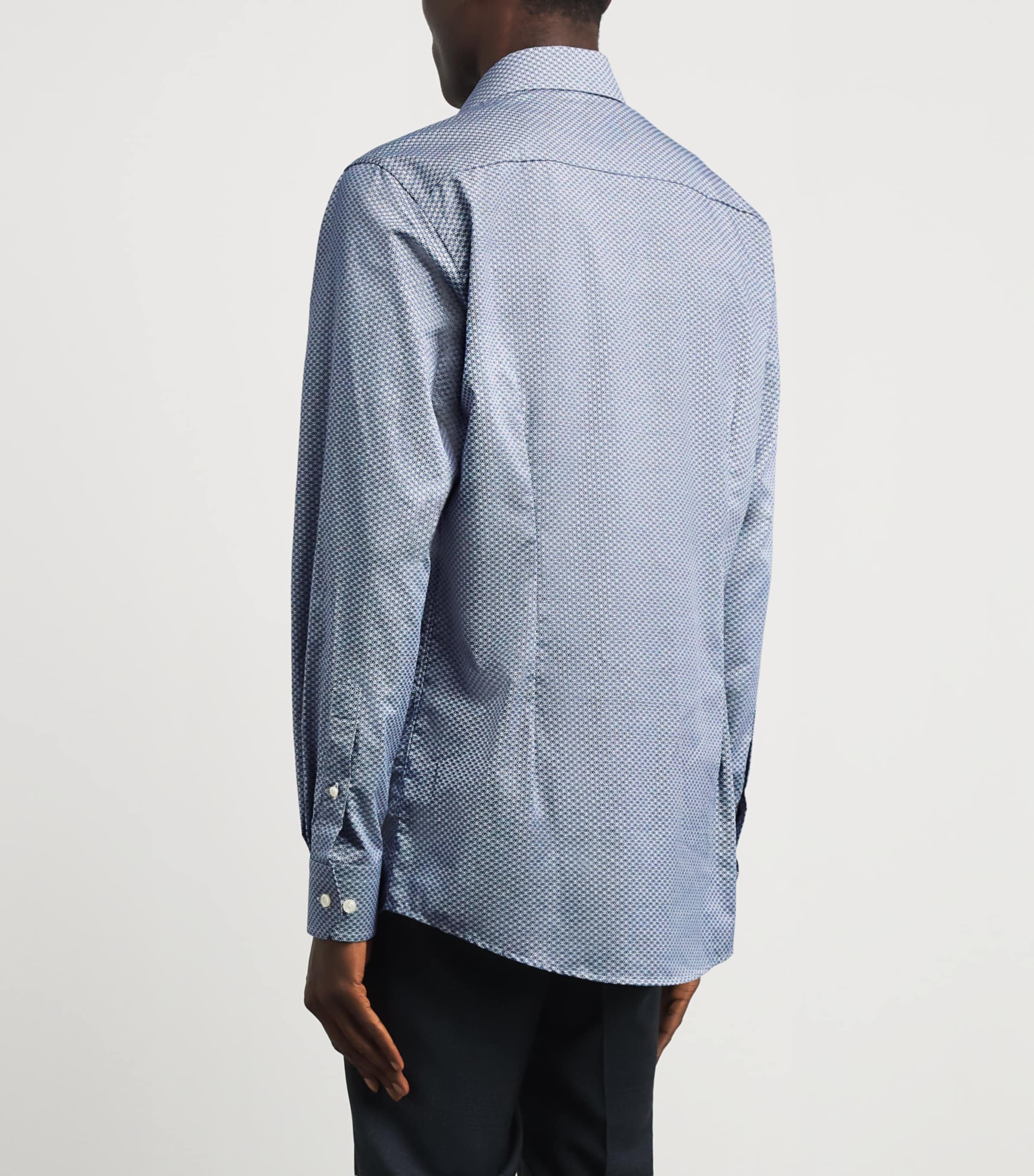 Eton Mens Signature Twill Geometric Shirt Dark Blue Image 5