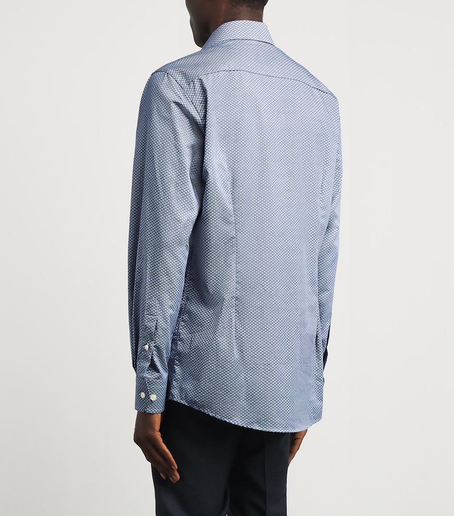 Eton Mens Signature Twill Geometric Shirt Dark Blue Image 5
