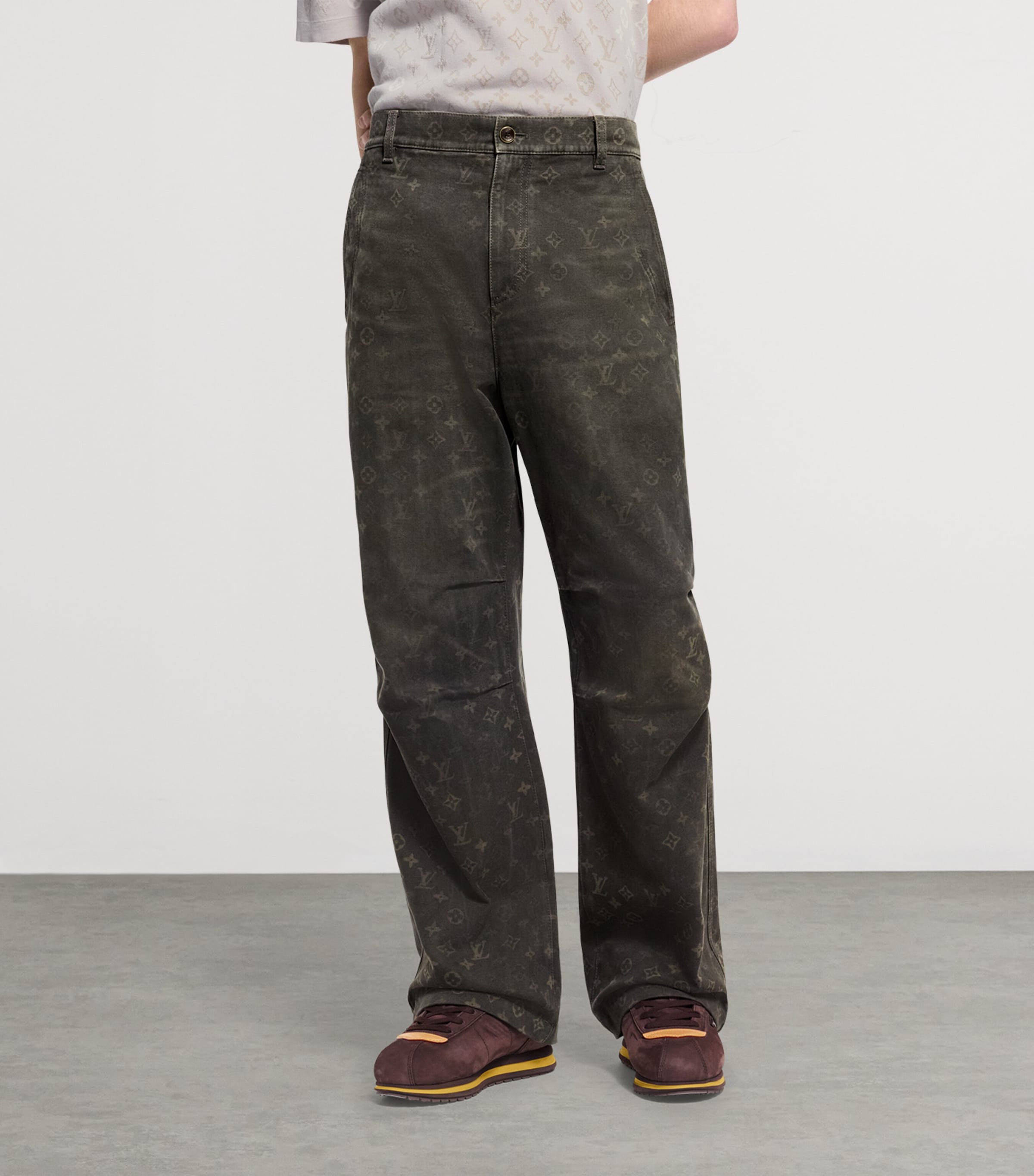 Waxed Denim Trousers DARK KHAKI GREEN Image 2