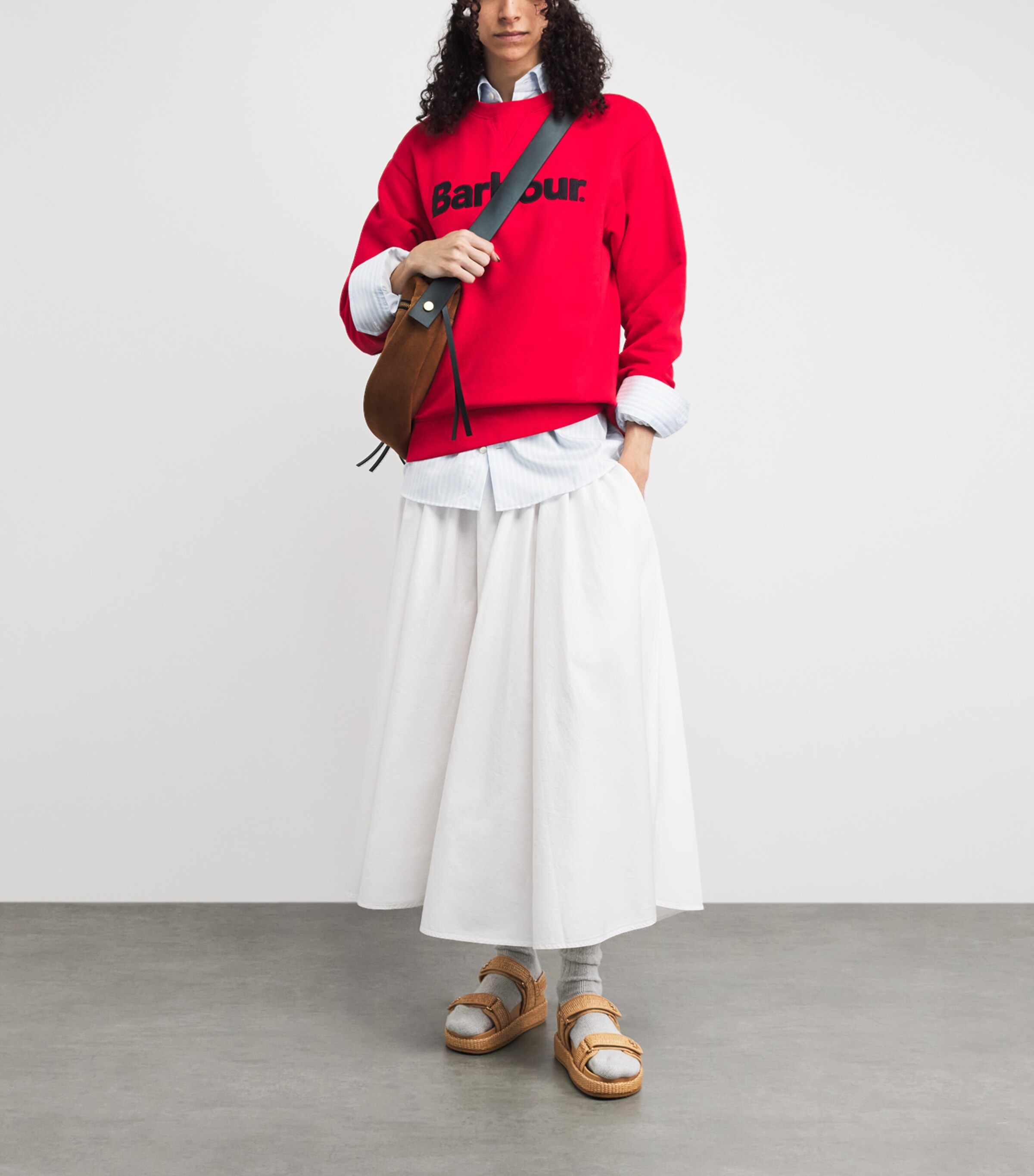Barbour Womens Logo Hartland Sweatshirt Poppy Red Image 2