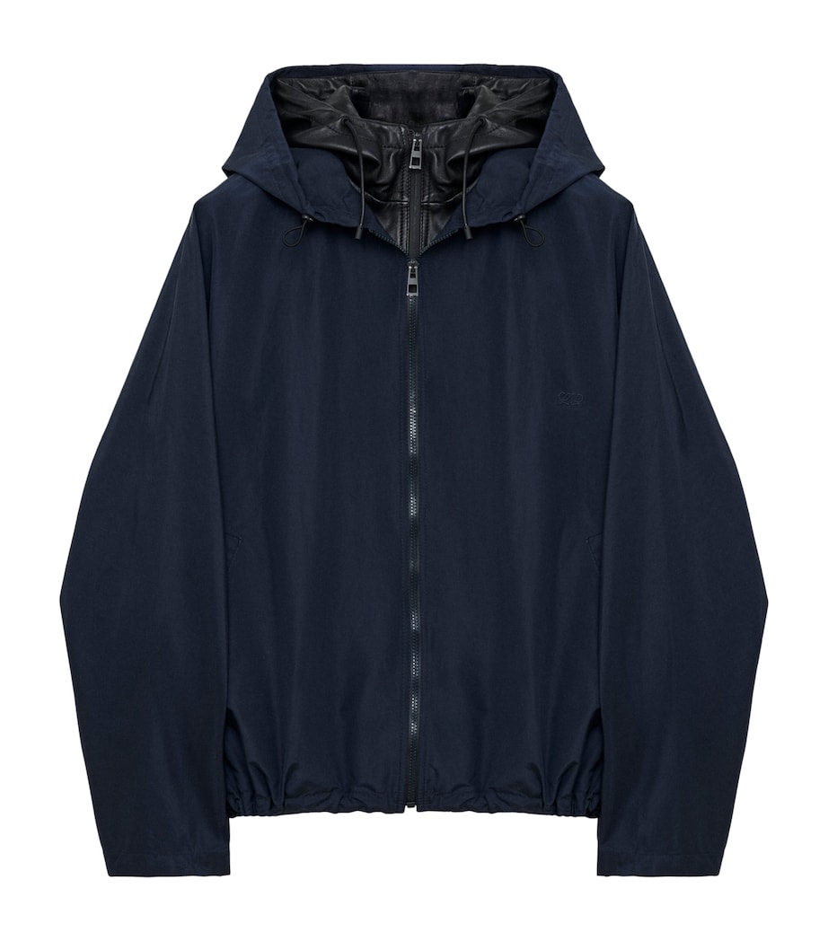 LOEWE Mens Layered-Neck Hooded Jacket Navy/black Image 1