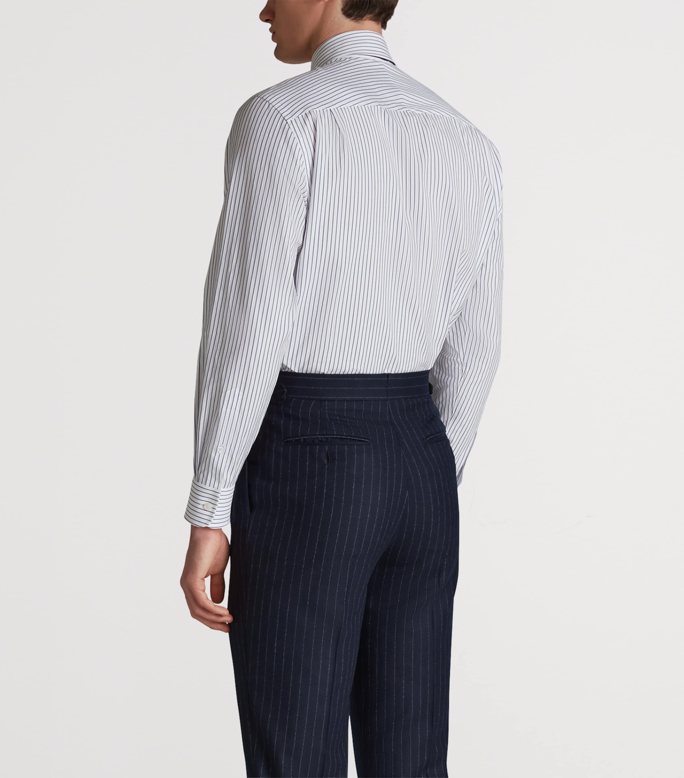 Cotton Stripe Shirt 417WHITE NAVY Image 4