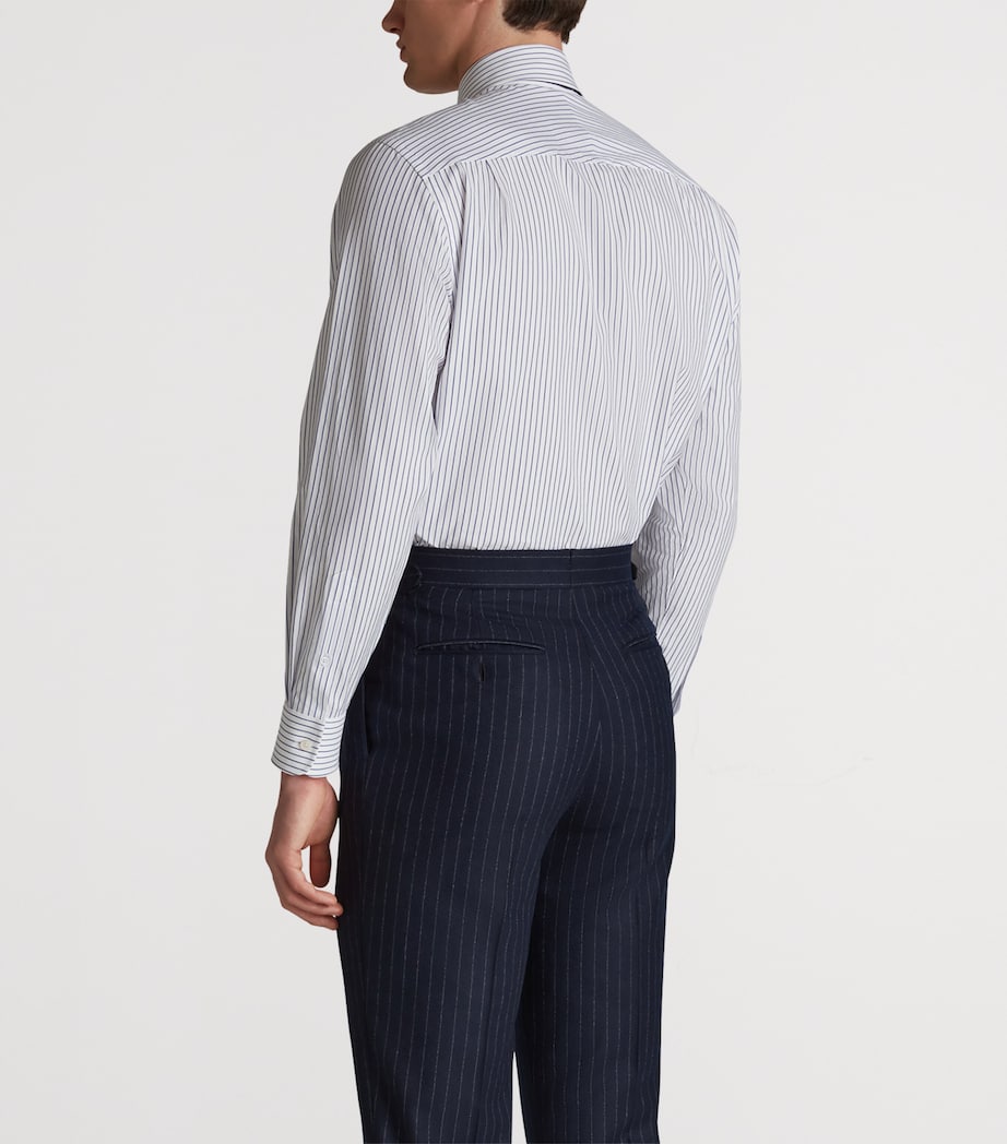 Cotton Stripe Shirt 417WHITE NAVY Image 4