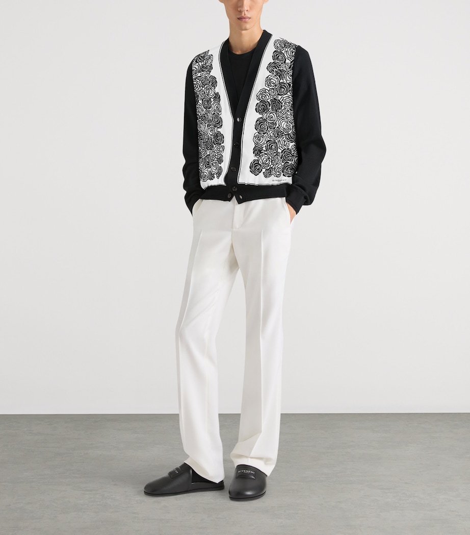 Cotton Floral Print Cardigan BLACK/IVORY Image 2