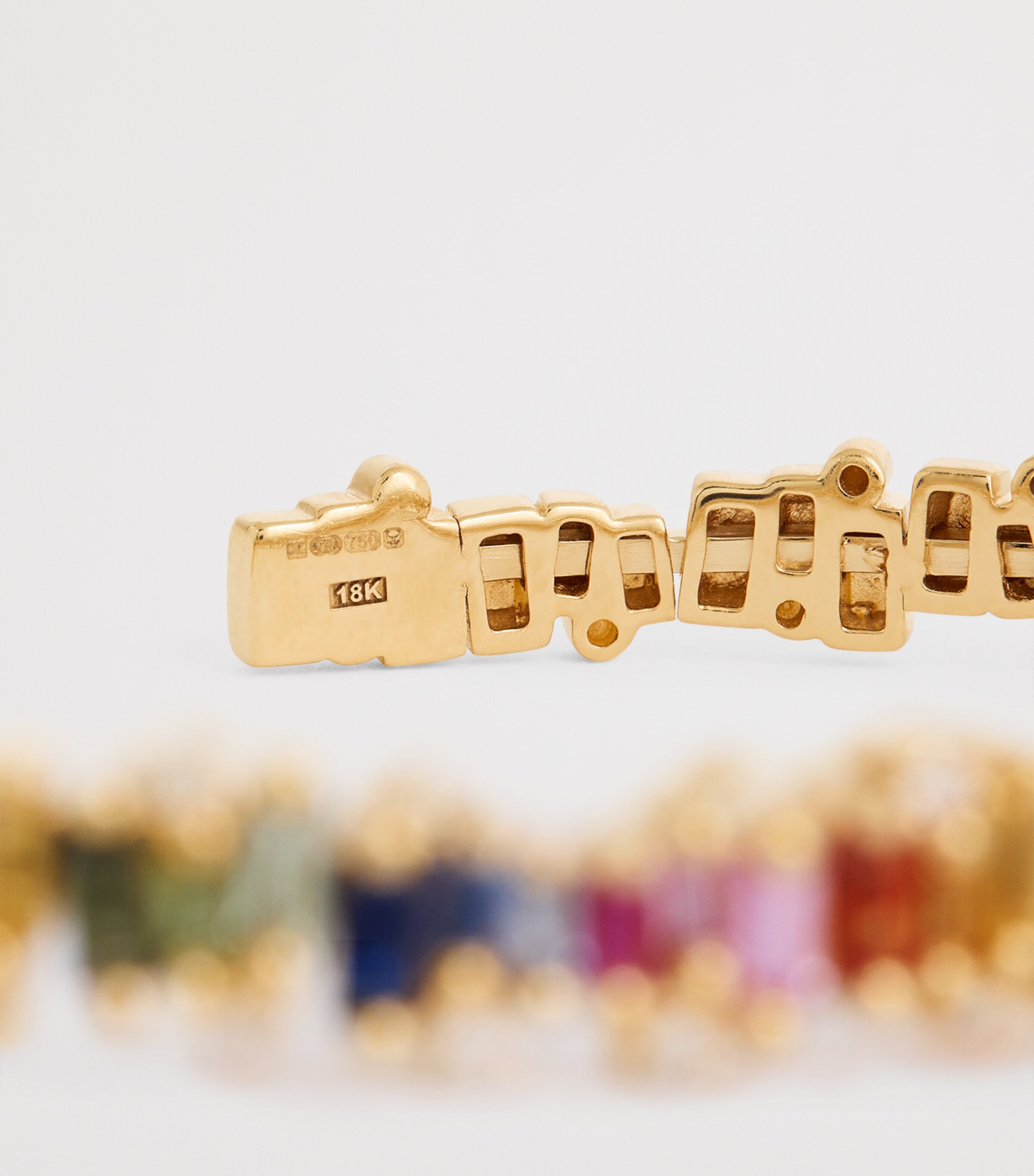 Suzanne Kalan Yellow Gold, Diamond and Rainbow Sapphire Shimmer Audrey Bangle Yg/rs Image 4