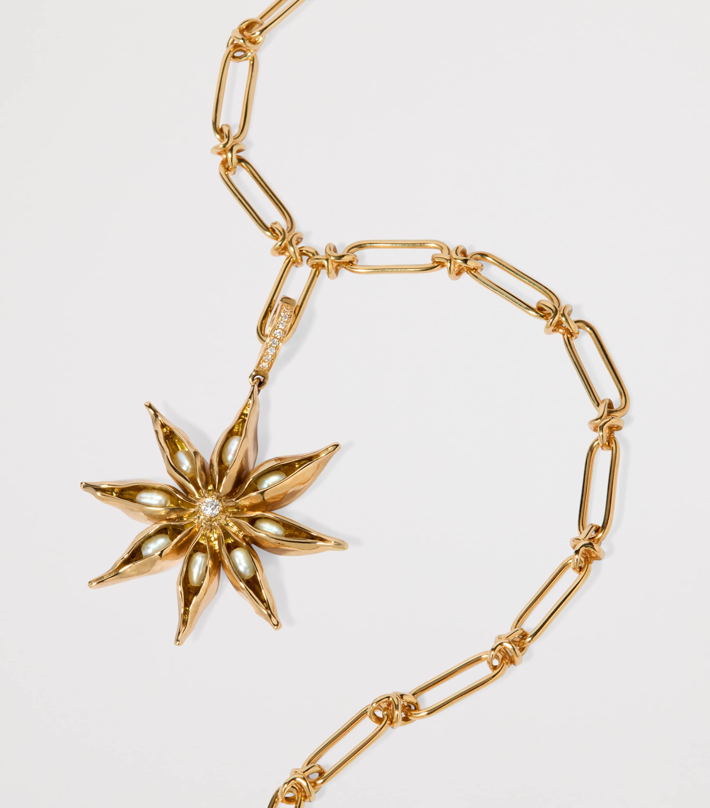 Yellow Gold and Diamond Mythology Star Anise Charm Pendant YELLOW GOLD Image 4
