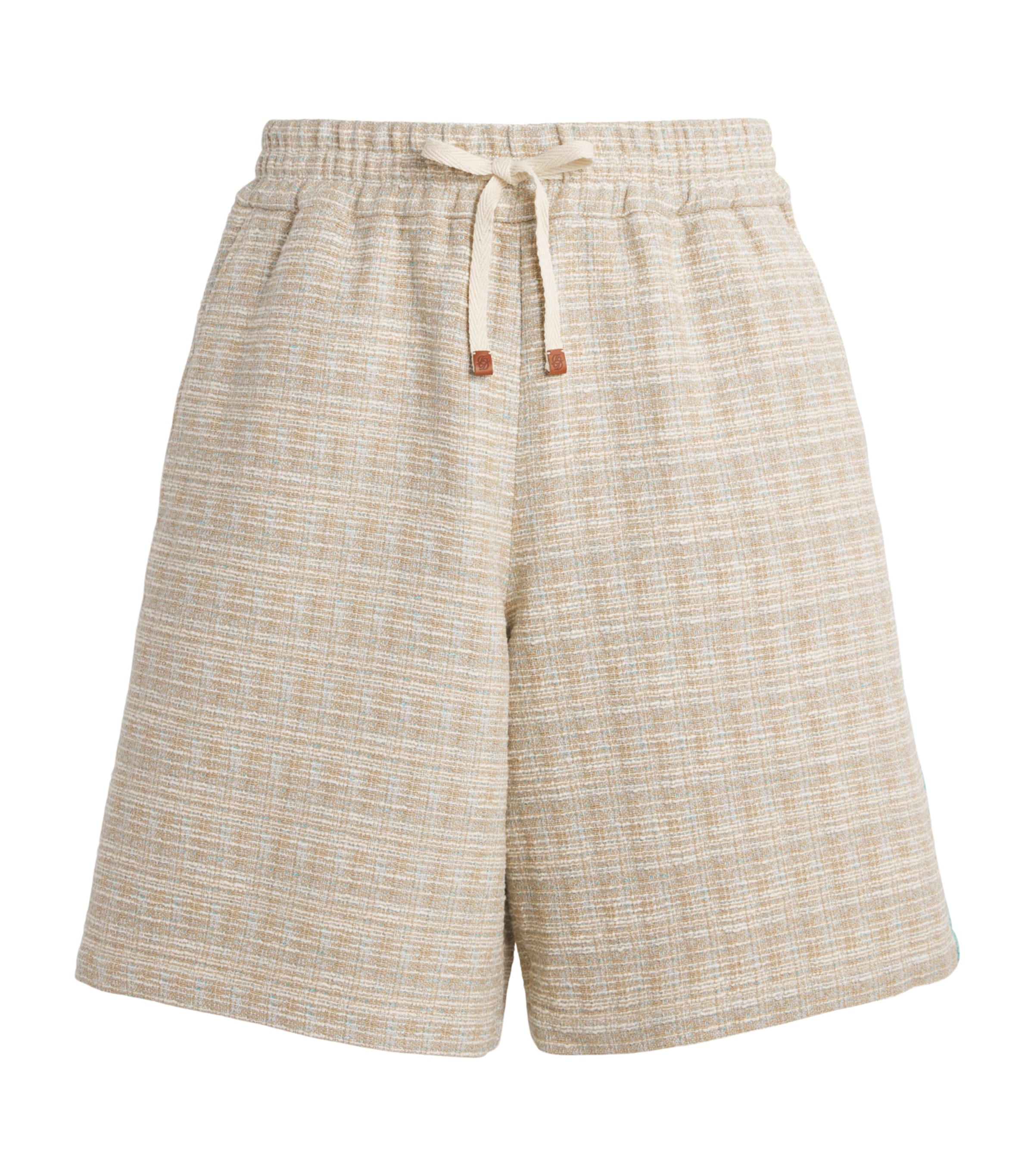 Drôle De Monsieur Mens Tweed Stripe Shorts Dark Sand Image 1