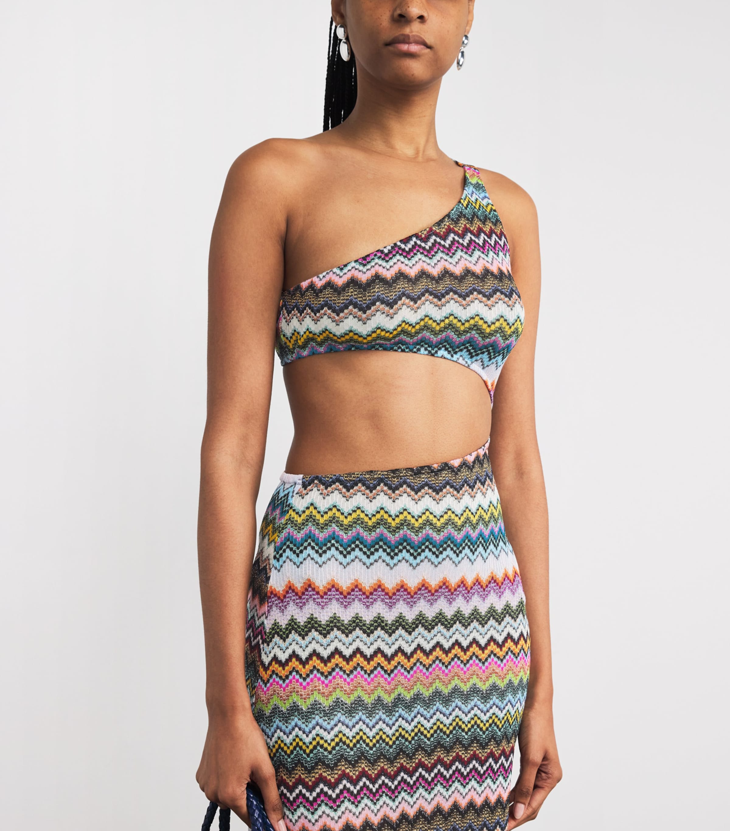 Zigzag Cut-Out Midi Dress SM9YJMULTI DARK BASE Image 6