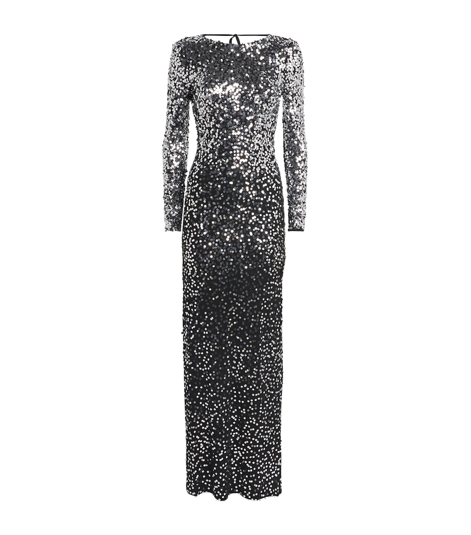 Sequinned Maxi Dress P001 BLACK Image 1