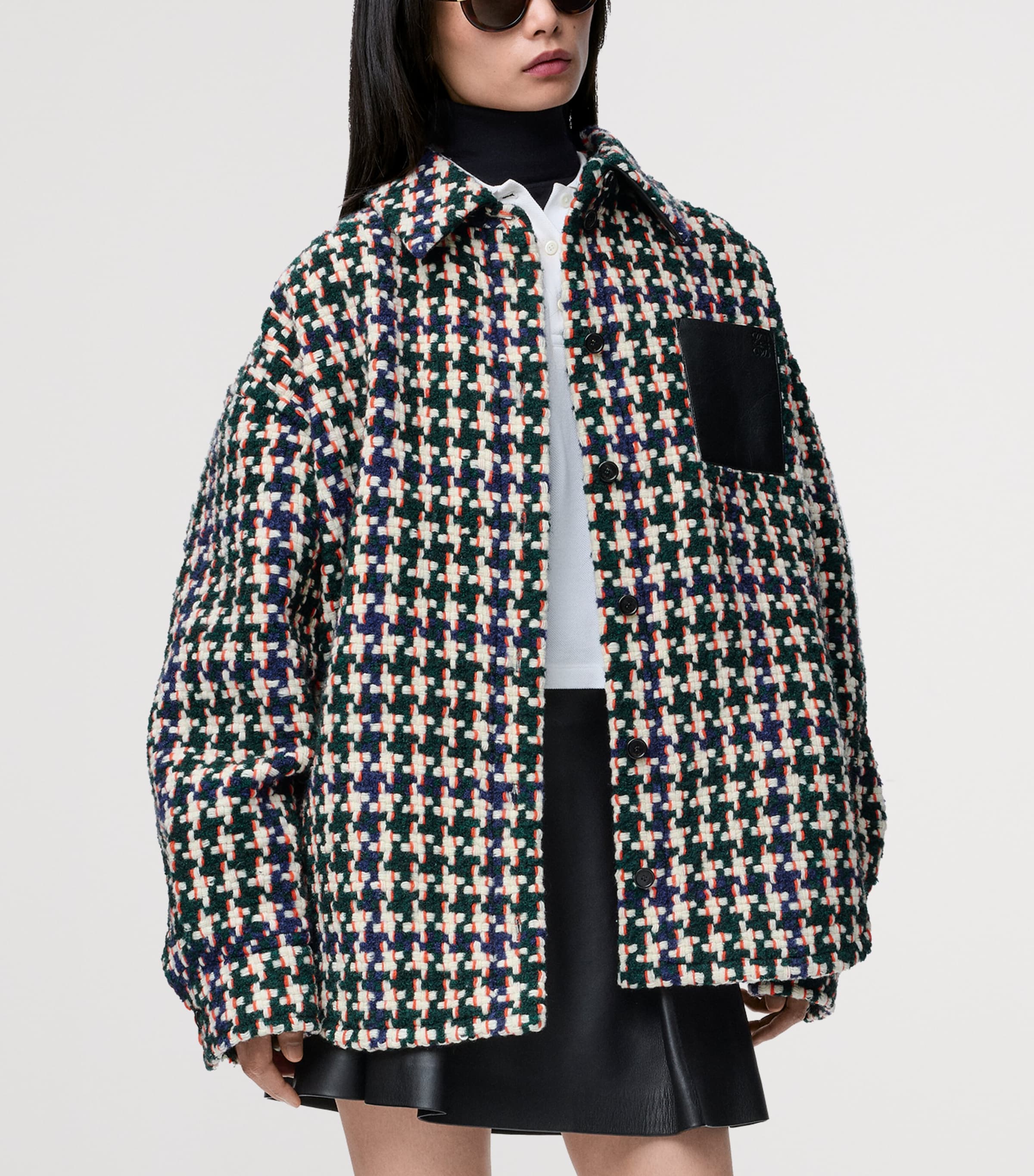 Tweed Houndstooth Overshirt GREEN/MULTICOLOR Image 3