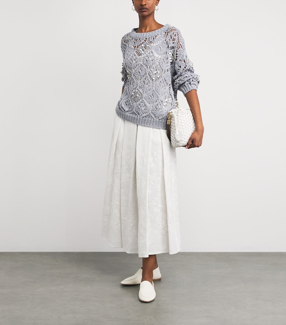 Eleventy Womens Linen Sequin-Embellished Sweater Nuvola Image 2